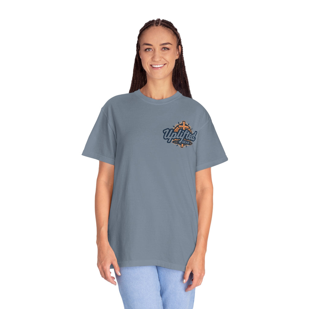✨ Chosen. Loved. Redeemed. – Elegant Christian T-Shirt | Gold Foil Faith Tee | Subtle Cross & Heart Design | Inspirational Bible Verse Apparel by Uplifted Gear Printify