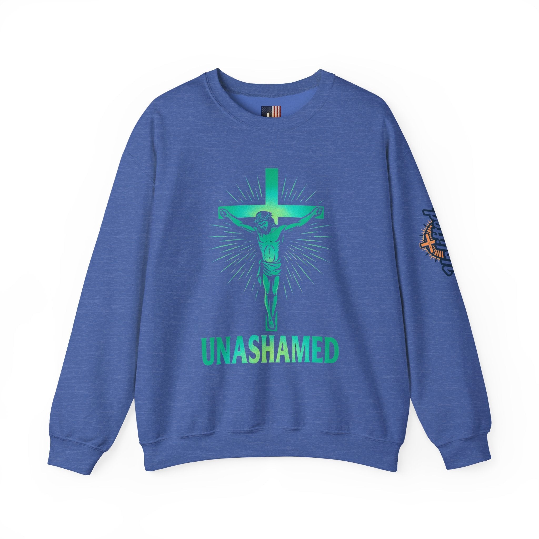 Unashamed Sweatshirt – Romans 1:16 Crucifixion Christian Sweatshirt for Bold Unwavering Faith Printify