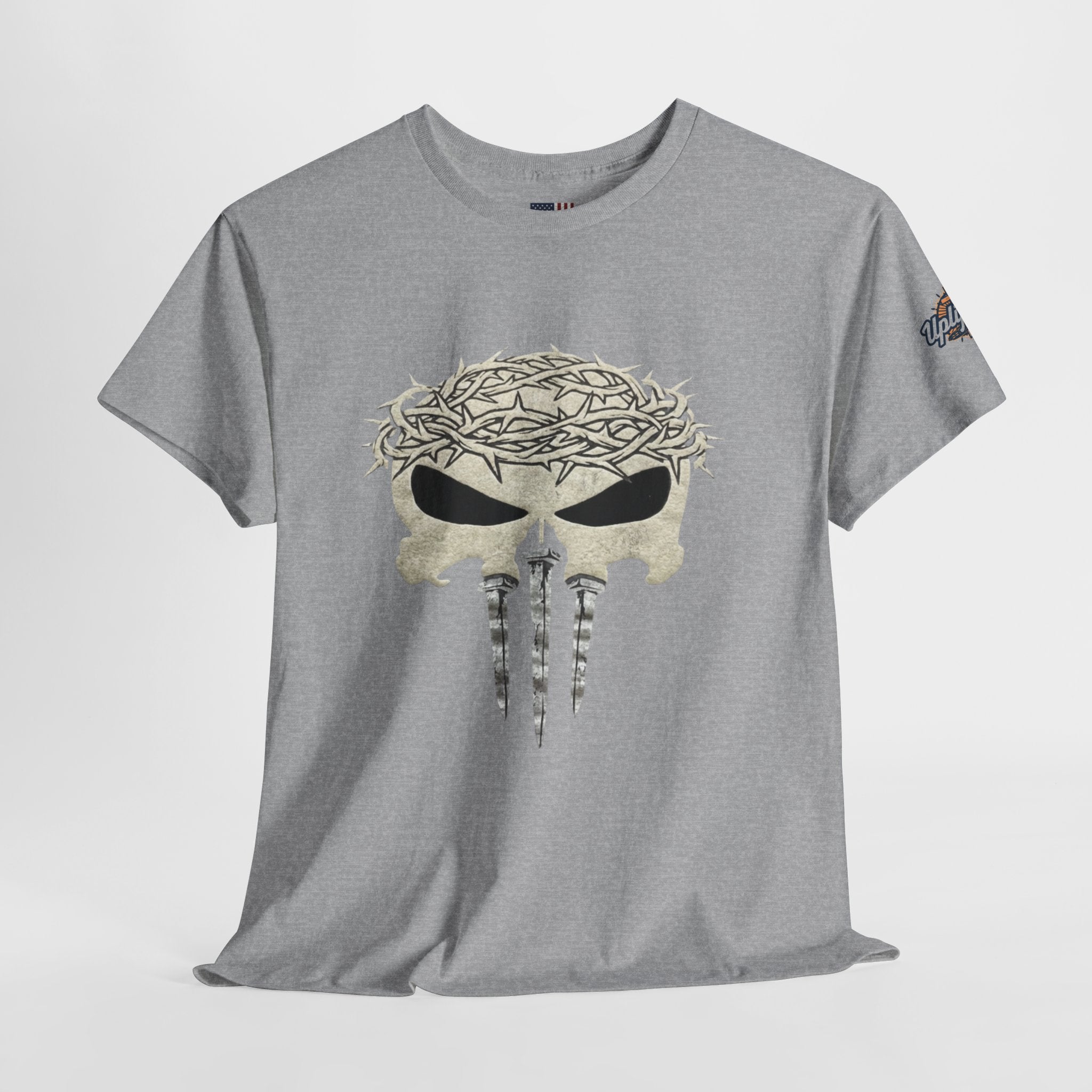 Christian Skull T-shirt - Crown of Thorns & Nails - Warrior Faith T-shirt Printify