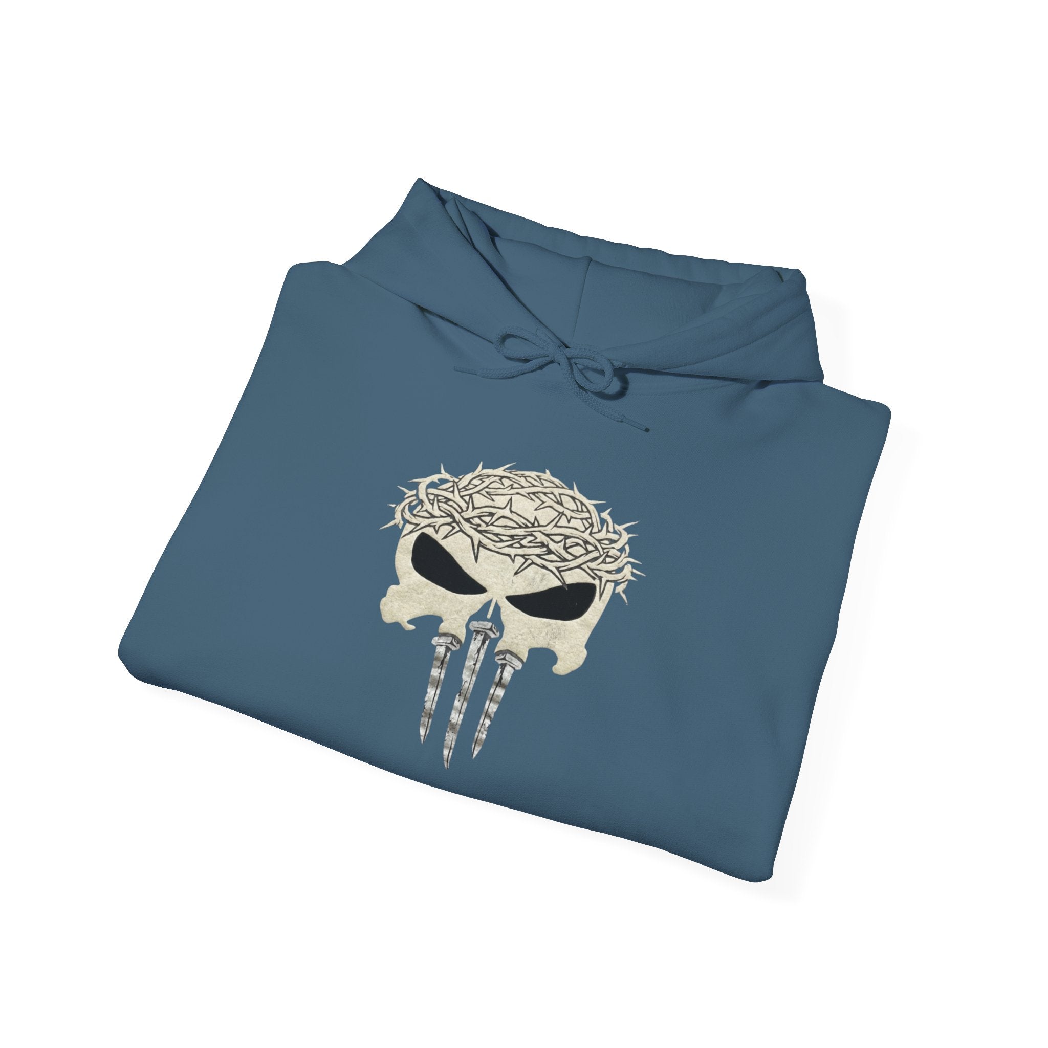 Christian Skull Hoodie - Crown of Thorns & Nails - Warrior Faith Hoodie Printify