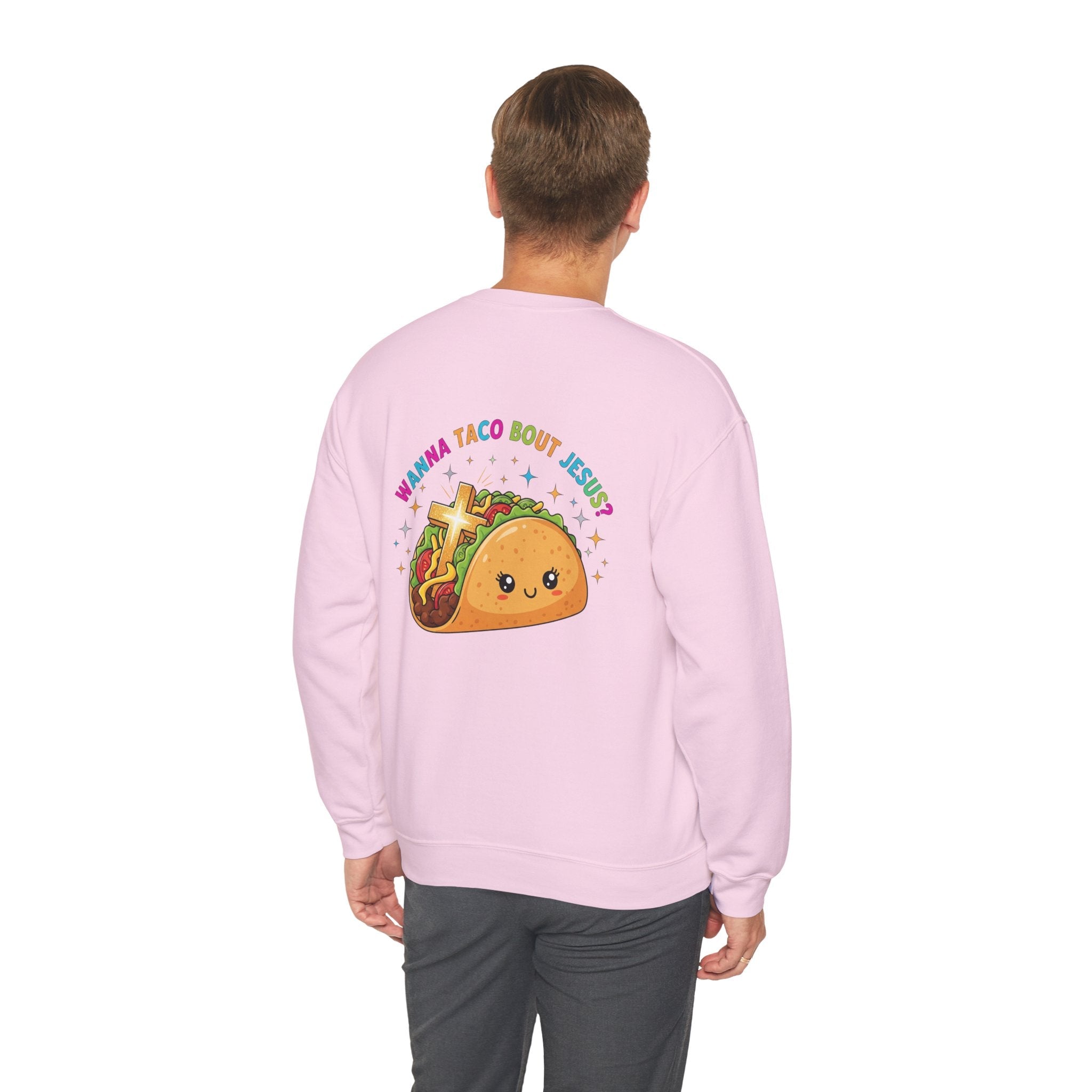 Wanna Taco 'Bout Jesus Sweatshirt – Cozy Christian Pun Sweatshirt for Faith & Fun Printify