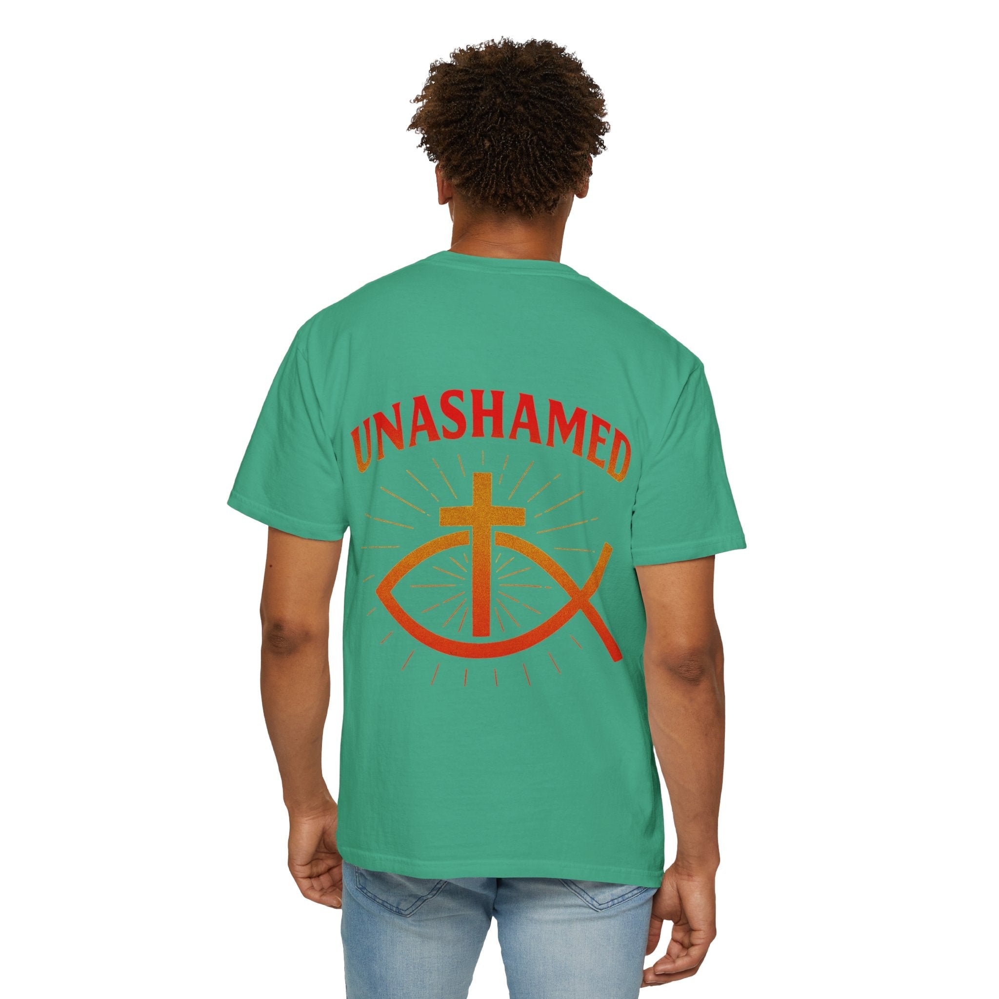 Unashamed T-shirt – Ichthys Jesus Fish & Cross Christian Sweatshirt for Romans 1:16 Bold Faith Printify