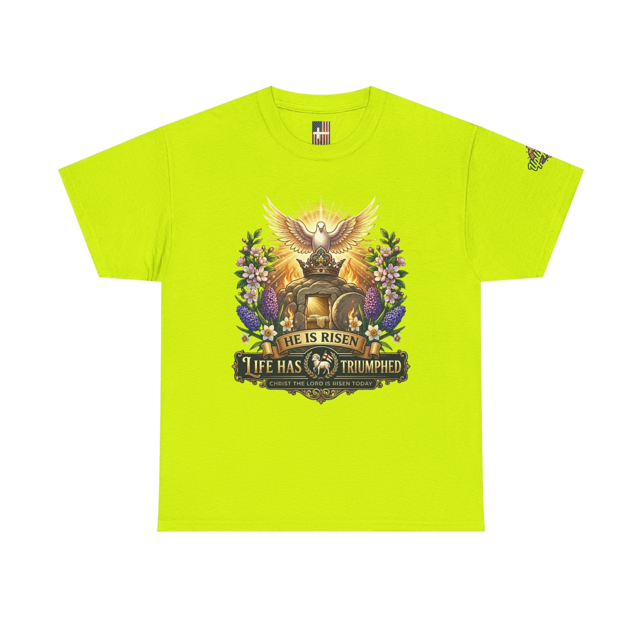 He Is Risen "Life Has Triumphed" T-Shirt — Easter Resurrection Christian Tee Printify