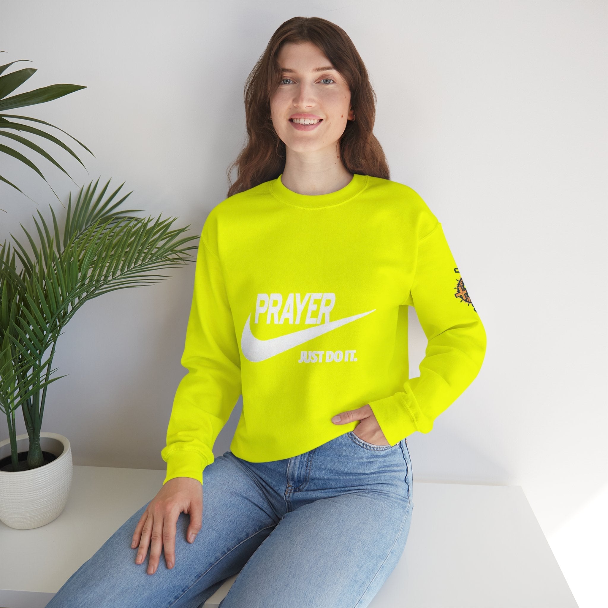 Prayer Just Do It Sweatshirt - Funny Christian Nike Parody Sweatshirt - Faith Gear Printify