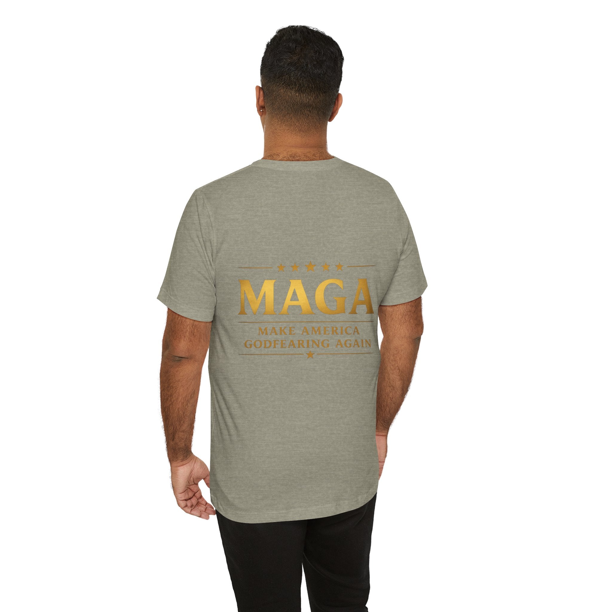 MAGA Gold Letter T-Shirt — "Make America Great Again" Printify
