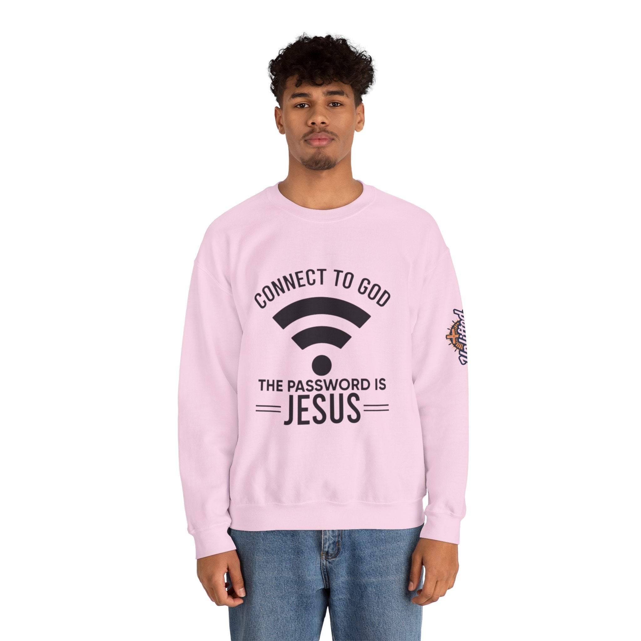 Connect to God Sweatshirt - WIFI Password is Jesus - Funny Christian Faith Sweatshirt Printify