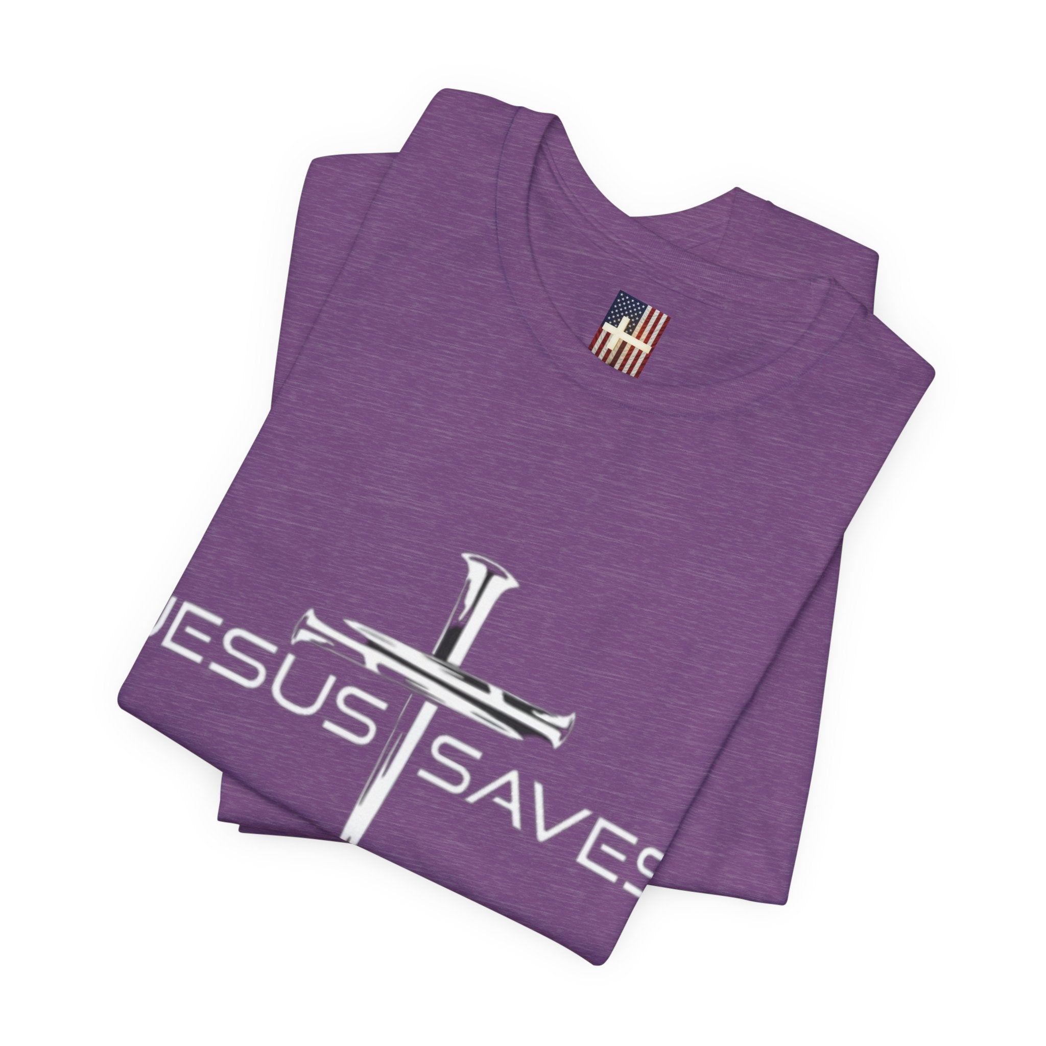 Jesus Saves T-shirt – 3 Nails Crucifix Cross Christian T-shirt for Redemption Faith & Bold Salvation Printify