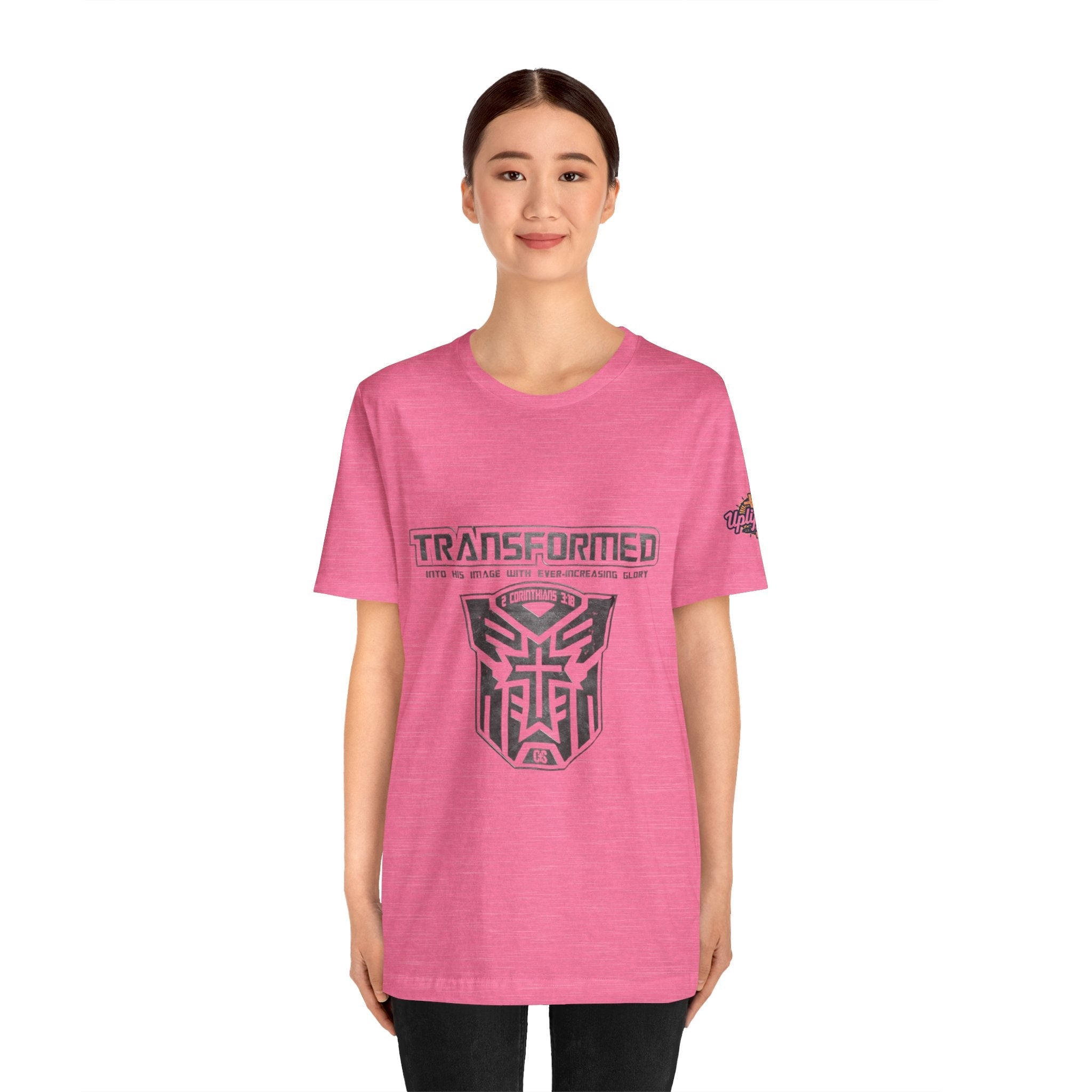 Transformer Logo Christian T-shirt | 2 Corinthians 3:18 Bible Verse T-shirt Printify
