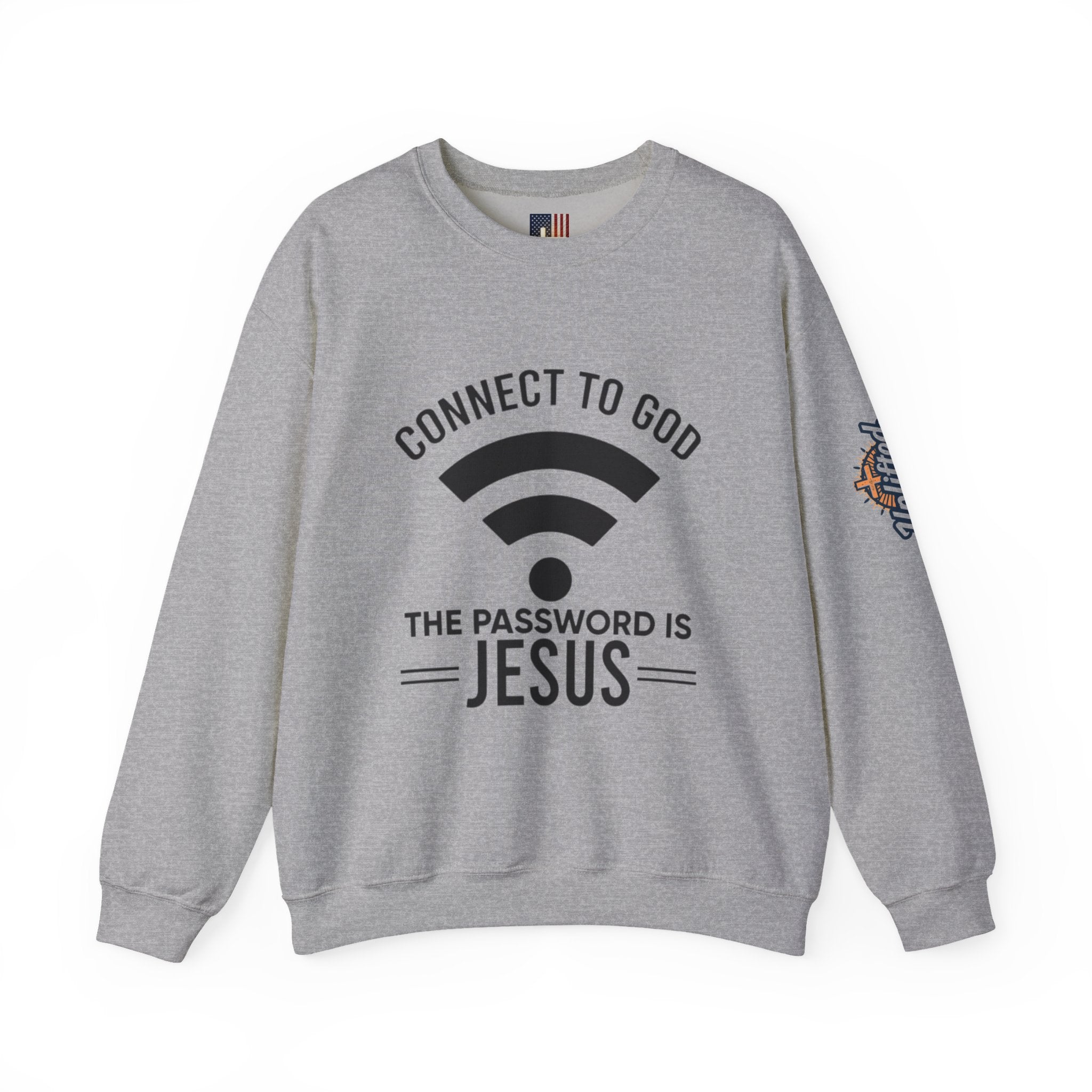 Connect to God Sweatshirt - WIFI Password is Jesus - Funny Christian Faith Sweatshirt Printify
