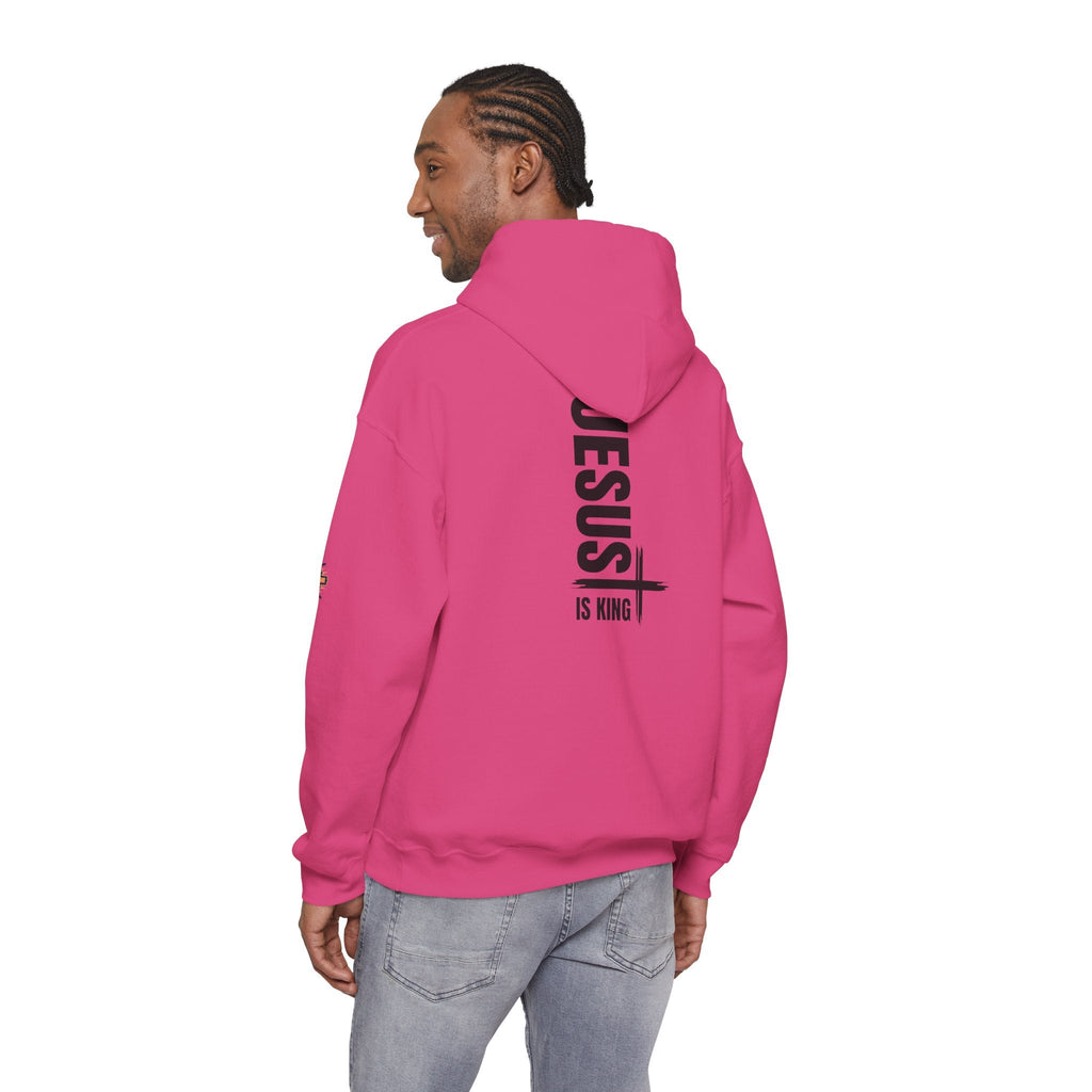 Jesus Is King Hoodie | Modern Typographic Cross Christian Hoodie Printify