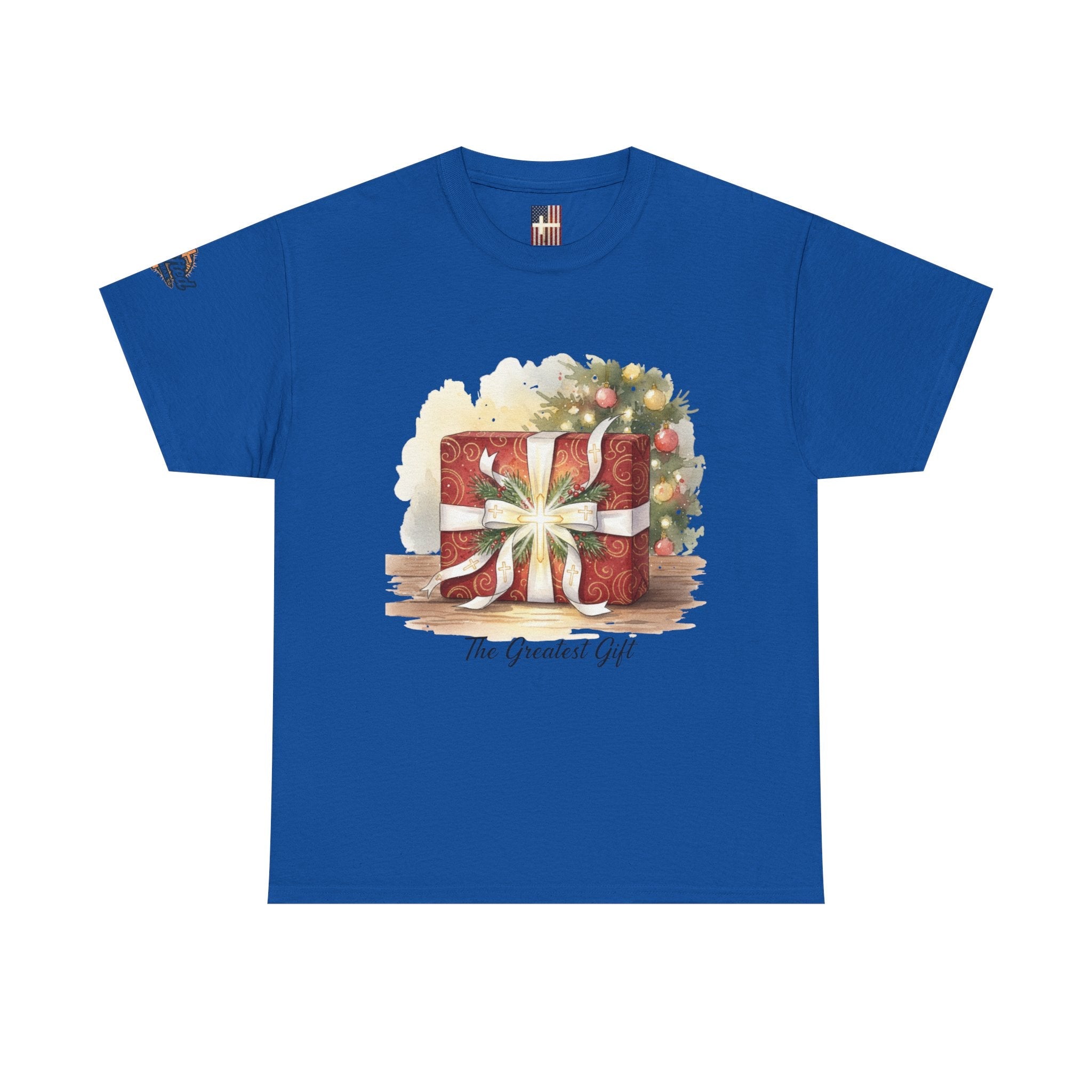 The Greatest Gift T-shirt – Cross Bow Present Christian T-shirt for Christmas Salvation & Eternal Faith Printify
