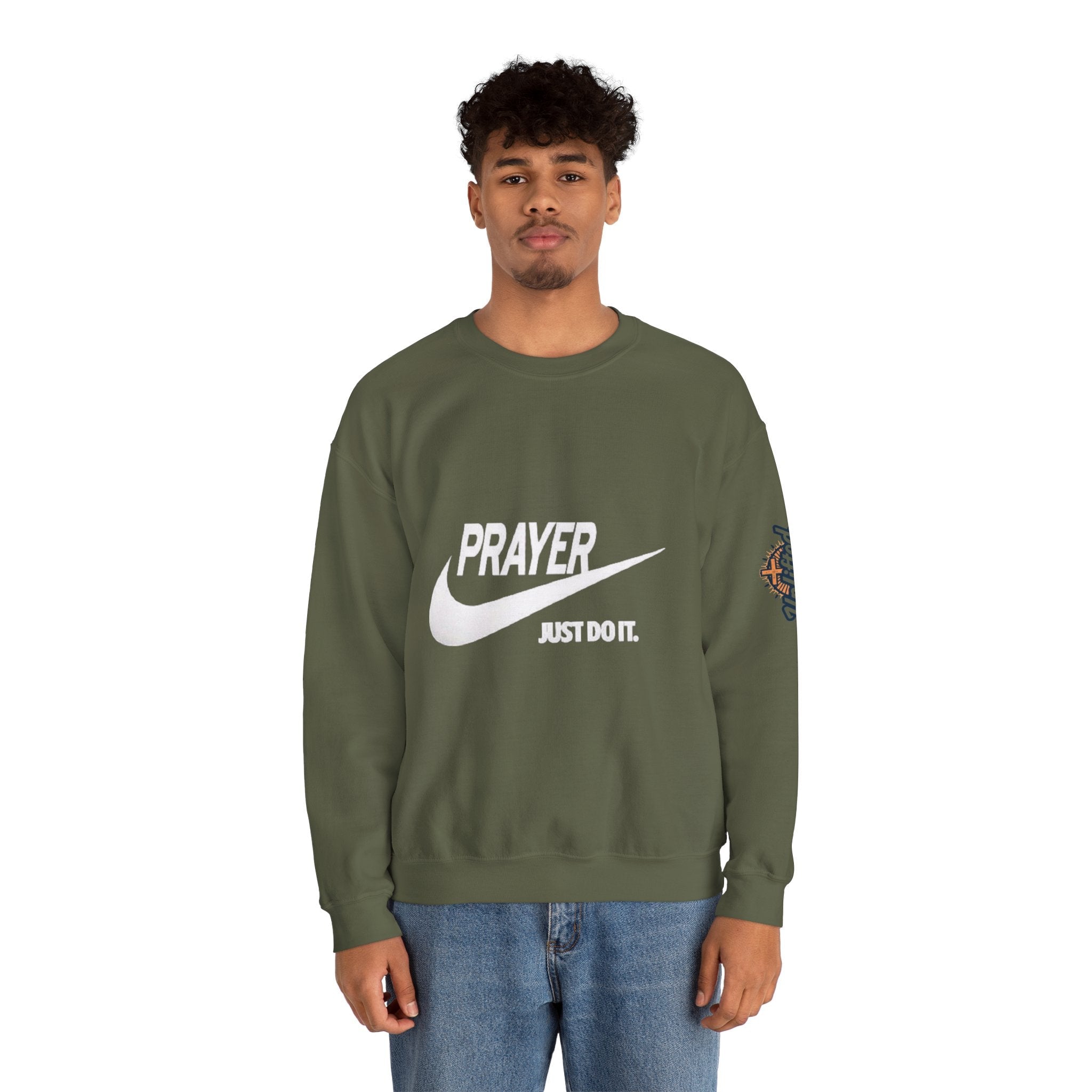 Prayer Just Do It Sweatshirt - Funny Christian Nike Parody Sweatshirt - Faith Gear Printify