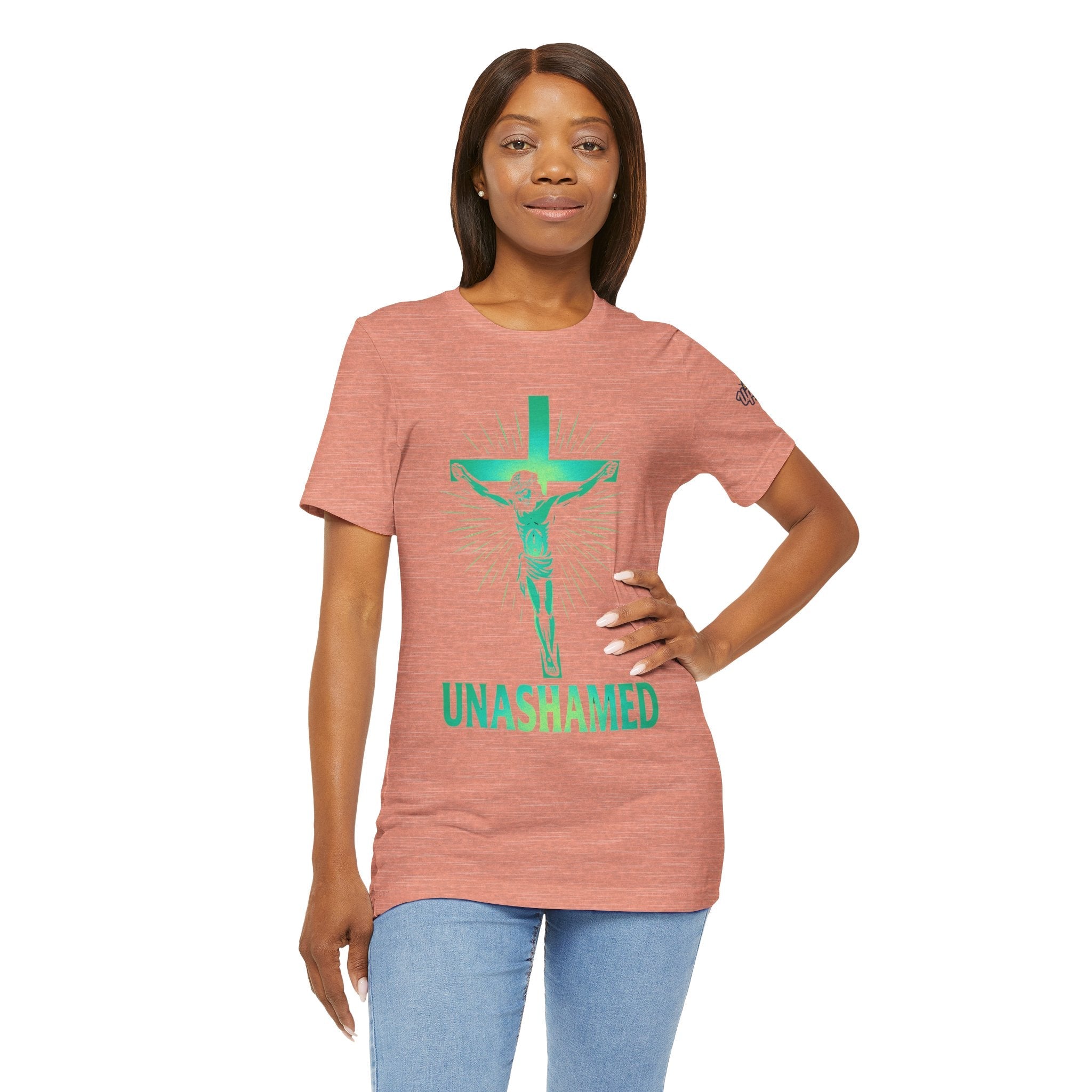 Unashamed T-shirt – Romans 1:16 Crucifixion Christian t-shirt for Bold Unwavering Faith Printify