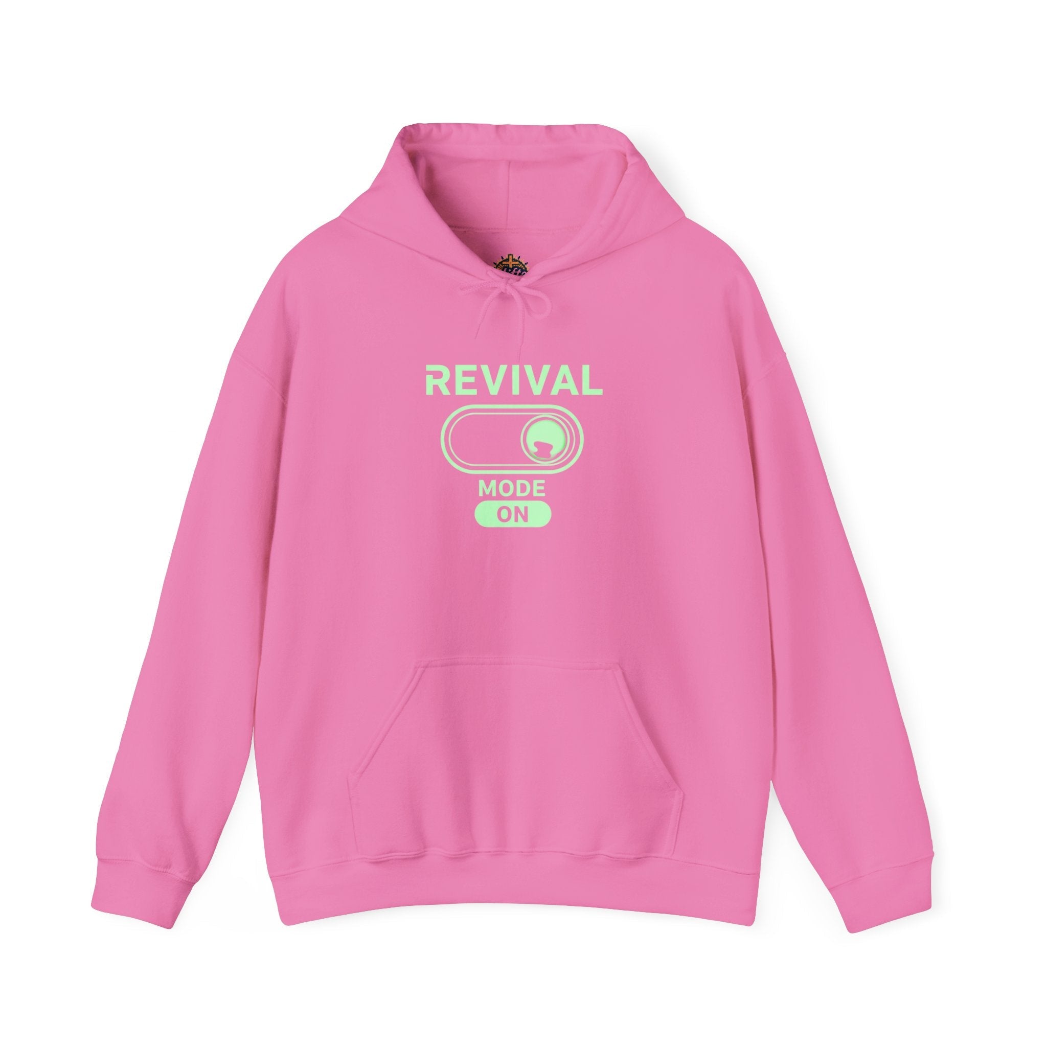 🔥 Revival Mode: ON – Christian Techwear Hoodie | Glowing Green Faith Switch | Futuristic Jesus Shirt | Activate Your Spiritual Awakening | Uplifted Gear Printify