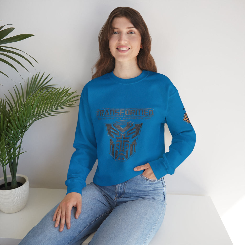 Transformer Logo Christian Sweatshirt | 2 Corinthians 3:18 Bible Verse Sweatshirt Printify