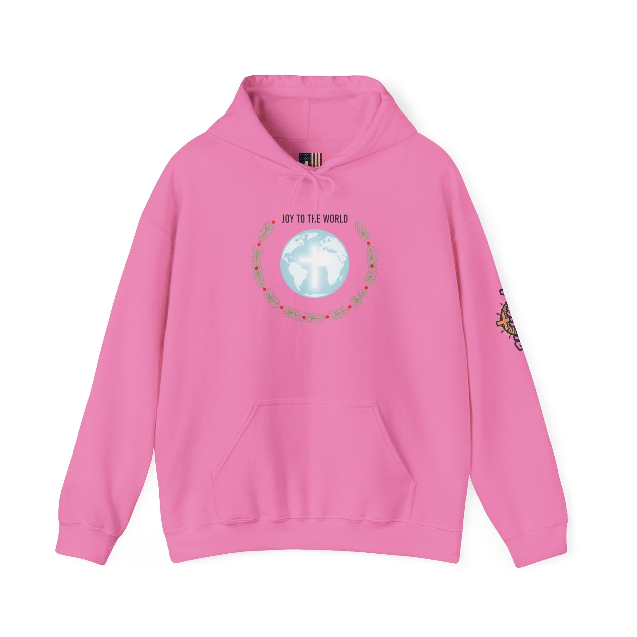 Joy to the World Hoodie – Wreath Earth Nativity Christian Christmas Sweatshirt for Isaiah 9:6 Holiday Faith & Festive Joy Printify