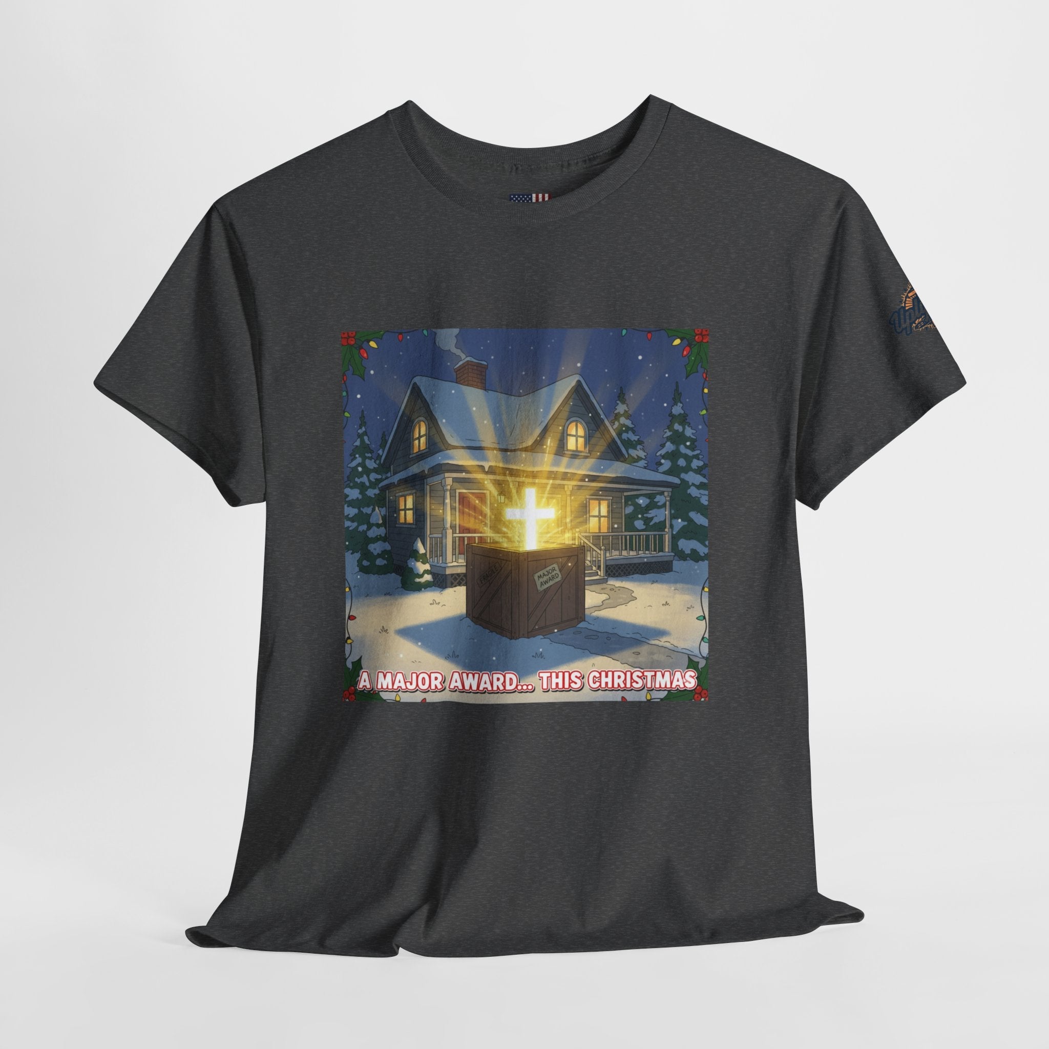 A Major Award This Christmas T-shirt – Fragile Leg Lamp Parody Cross Unboxing Christian T-shirt for Hilarious Faith & Holiday Glow Printify