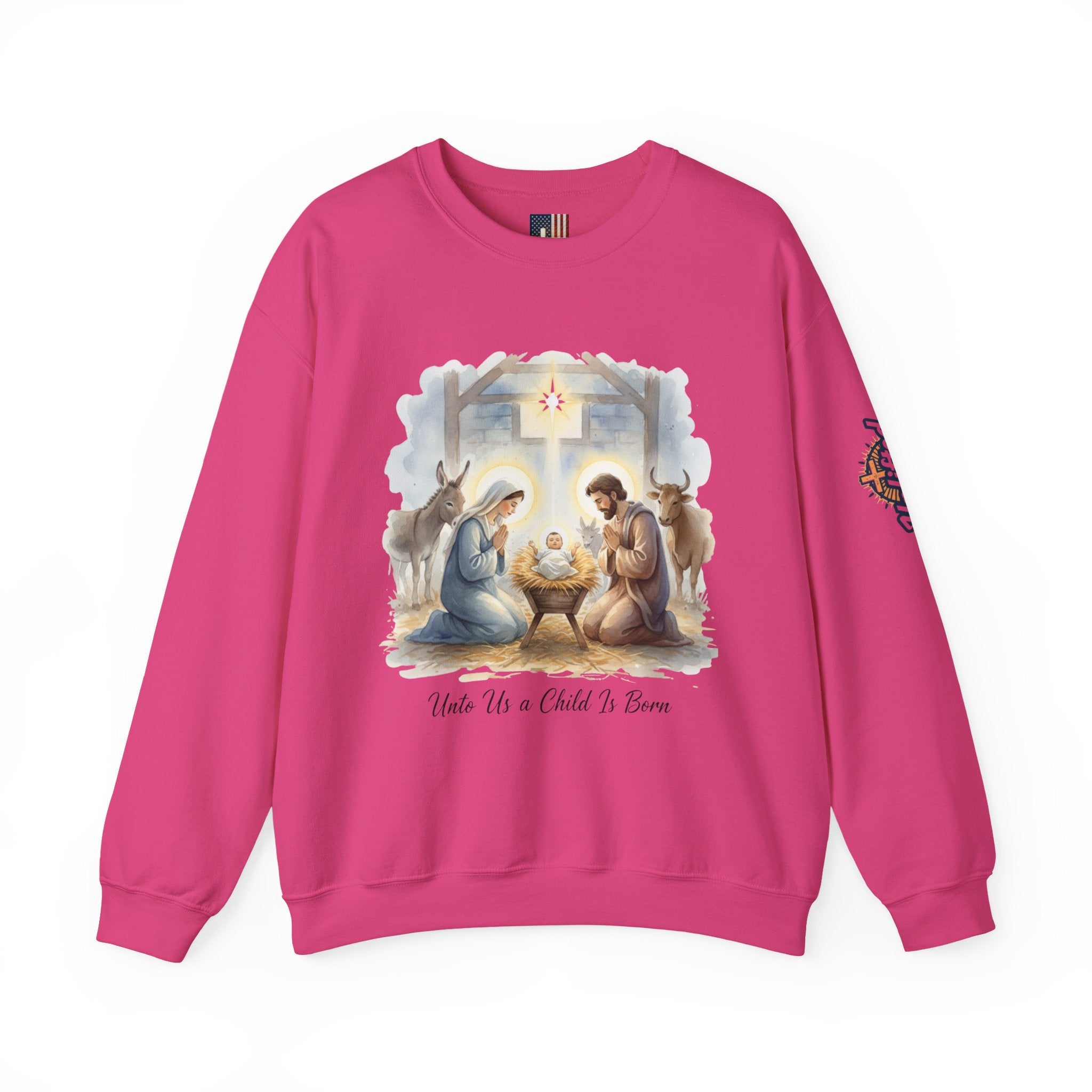 Unto Us a Child is Born Sweatshirt – Isaiah 9:6 Nativity Manger Scene Christian Christmas Sweatshirt for Holy Night Faith Printify