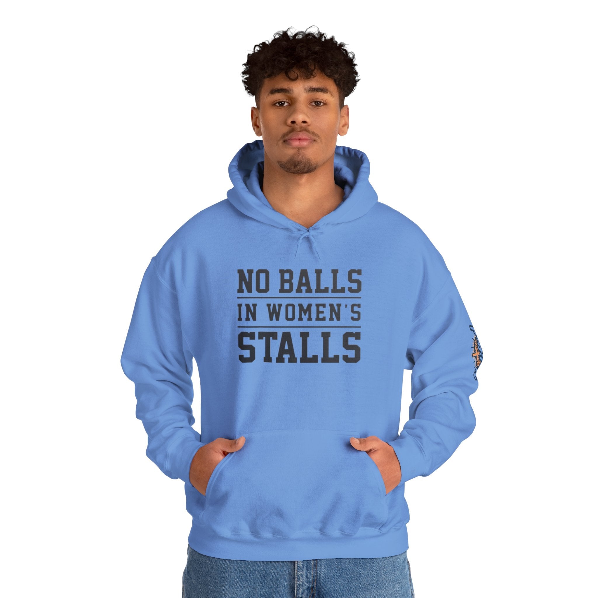 "No Balls in Women's Stalls" Statement Hoodie — Protest Sweatshirt Printify