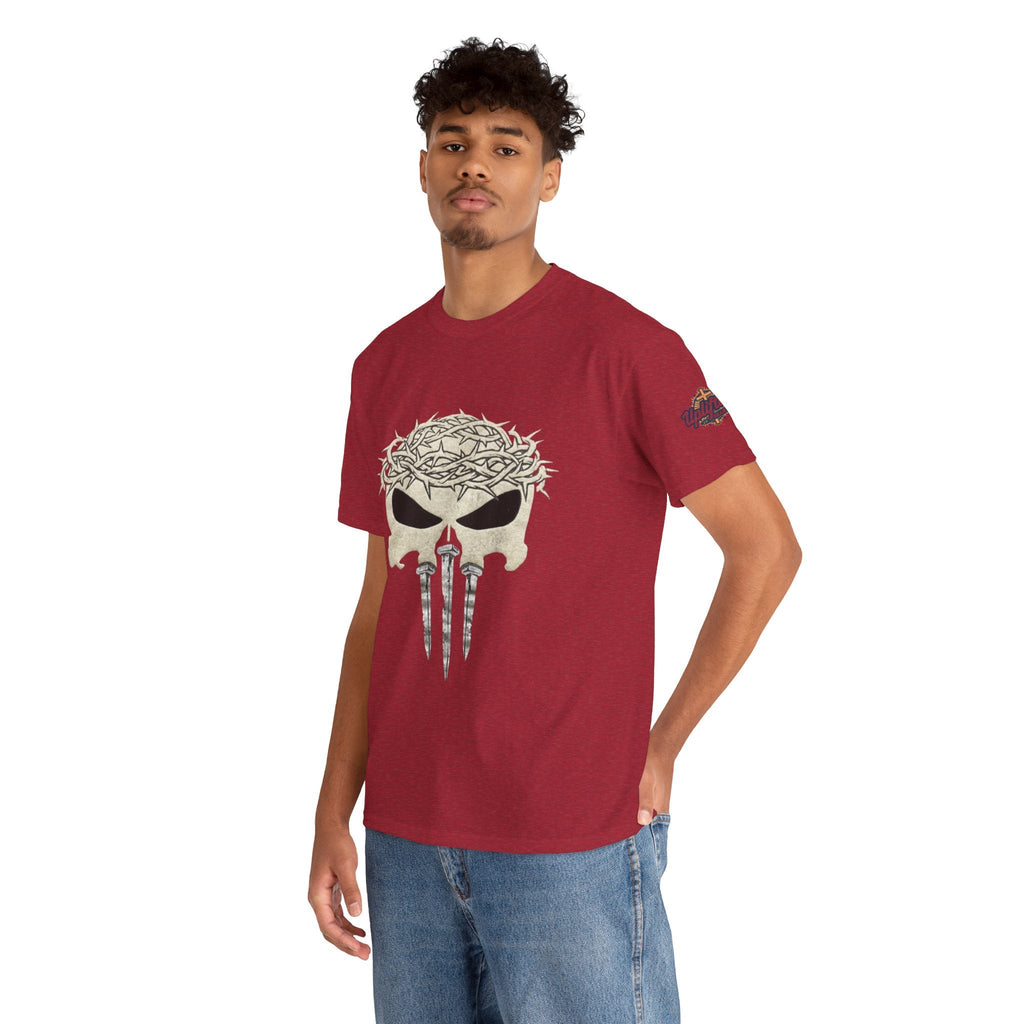 Christian Skull T-shirt - Crown of Thorns & Nails - Warrior Faith T-shirt Printify