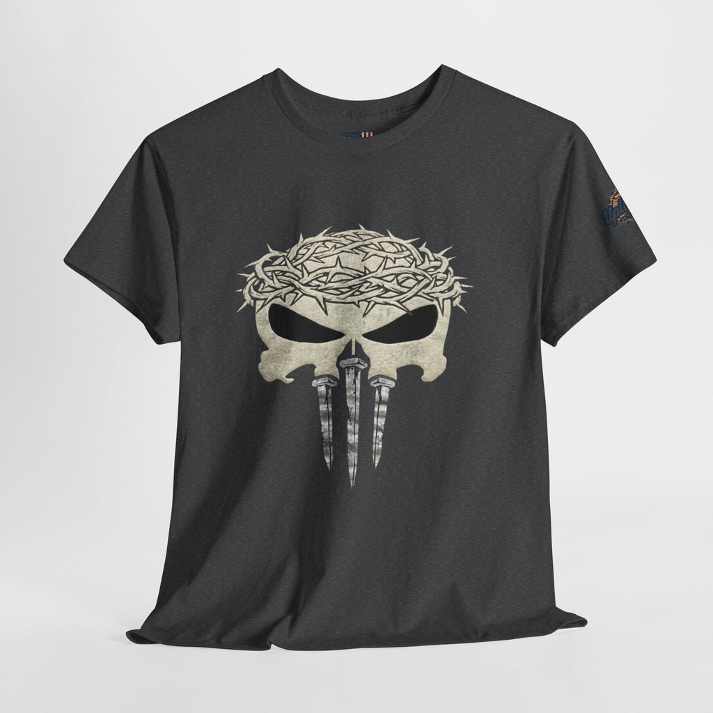 Christian Skull T-shirt - Crown of Thorns & Nails - Warrior Faith T-shirt Printify