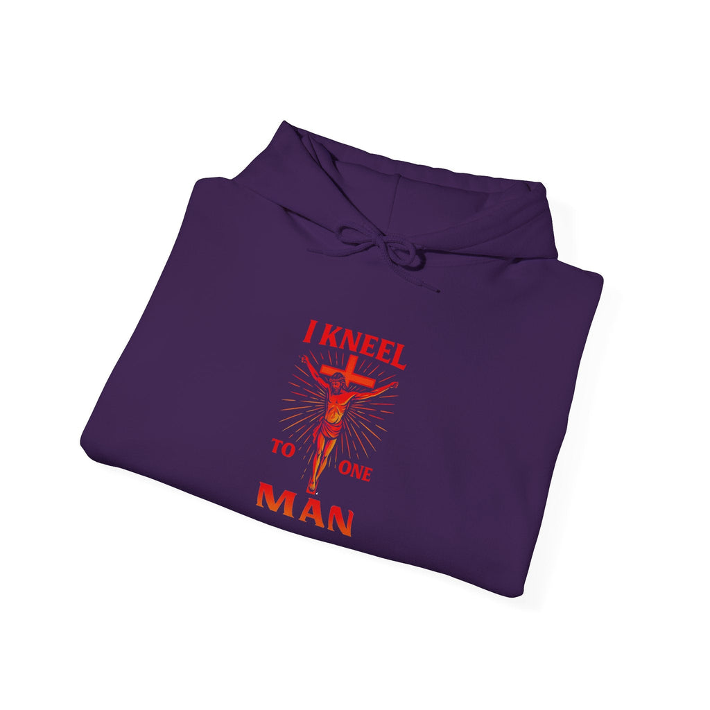 I Kneel to One Man Hoodie – Crucifixion Christian Sweatshirt for Unashamed Devotion & Bold Faith Printify
