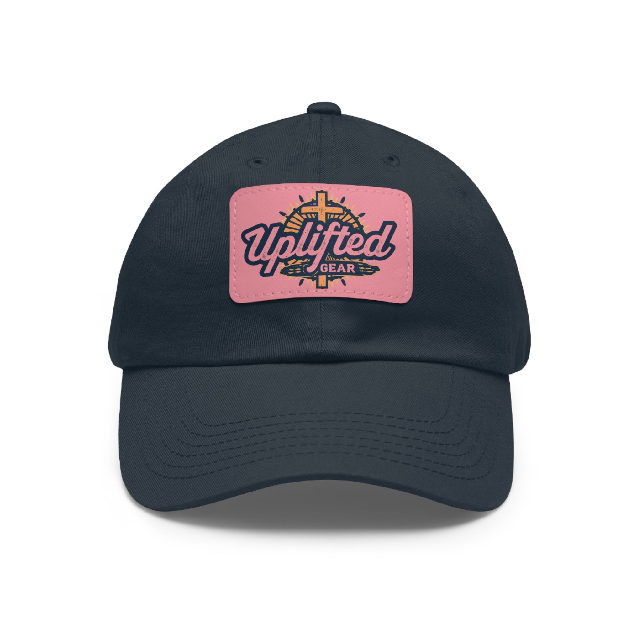 Uplifted Gear Leather Patch Dad Hat — Vintage Aviation Logo Cap Printify