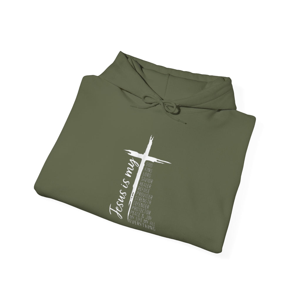 Jesus Is My Everything Hoodie – Cross List God King Lord Savior Christian Sweatshirt for Total Surrender Faith Printify