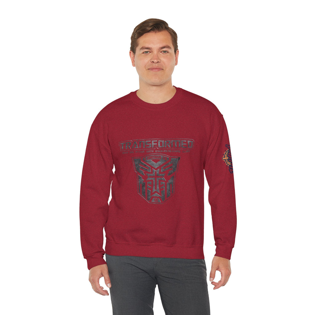 Transformer Logo Christian Sweatshirt | 2 Corinthians 3:18 Bible Verse Sweatshirt Printify