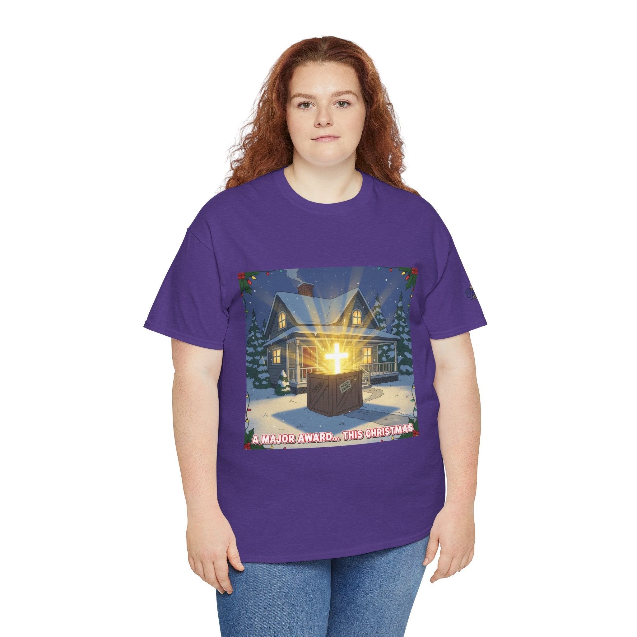 A Major Award This Christmas T-shirt – Fragile Leg Lamp Parody Cross Unboxing Christian T-shirt for Hilarious Faith & Holiday Glow Printify