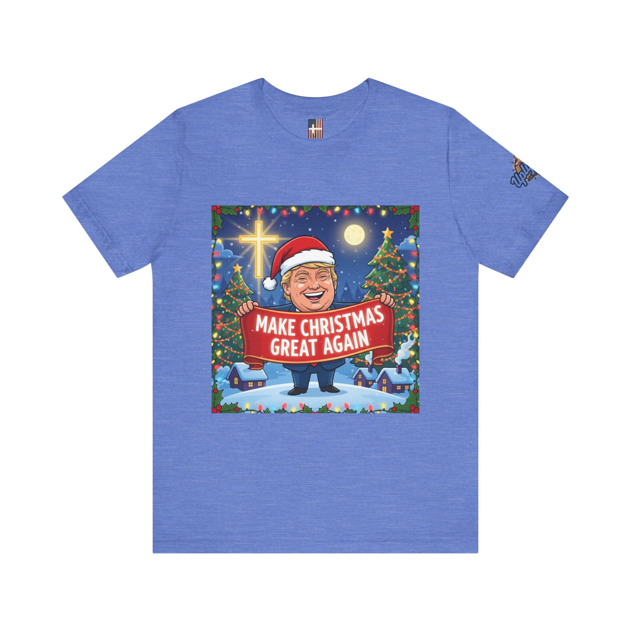 🎄 Make Christmas Great Again – Patriotic Christian Christmas T-Shirt | Bold Holiday Faith Tee | Red & White Banner Design | Uplifted Gear Printify