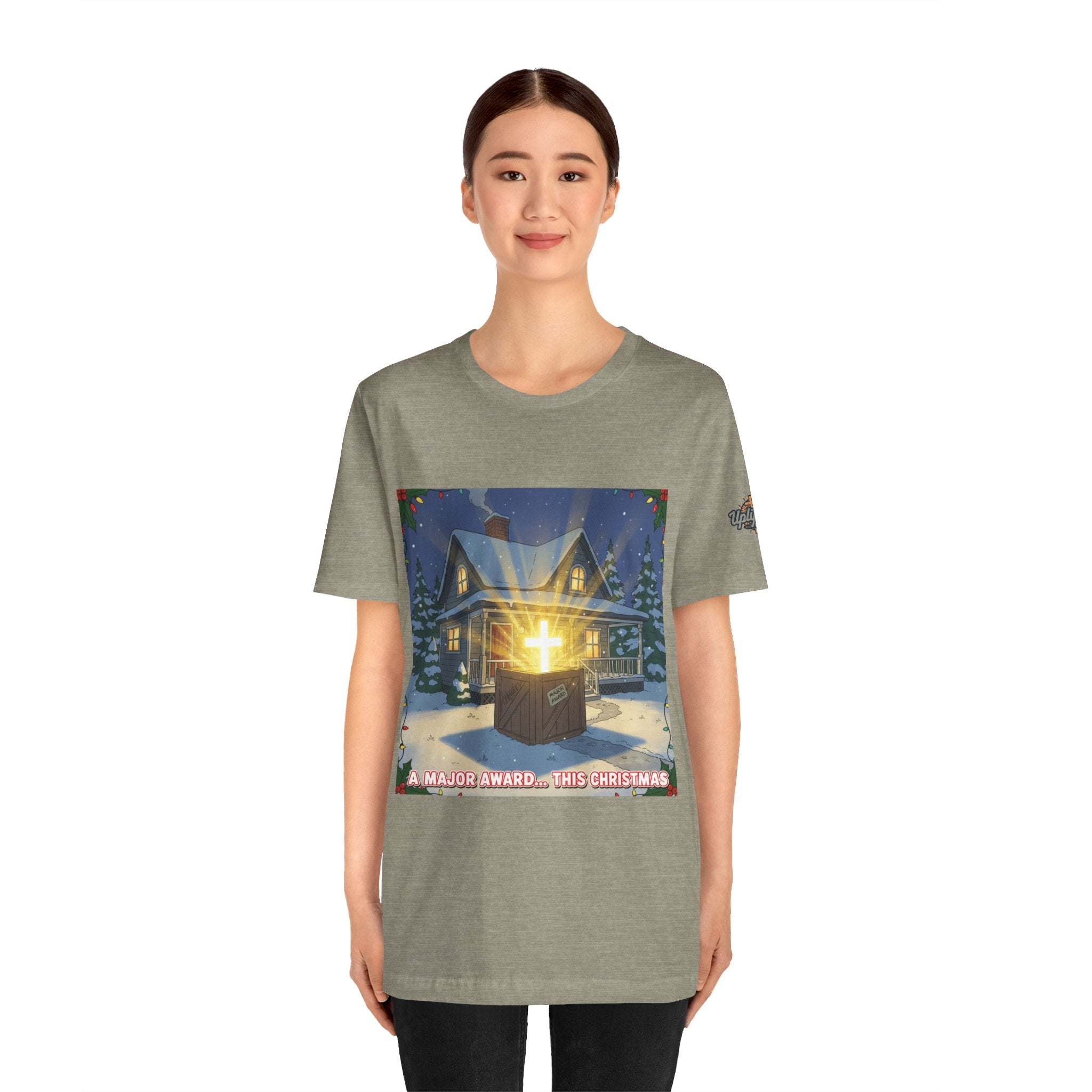 A Major Award This Christmas T-shirt – Fragile Leg Lamp Parody Cross Unboxing Christian T-shirt for Hilarious Faith & Holiday Glow Printify