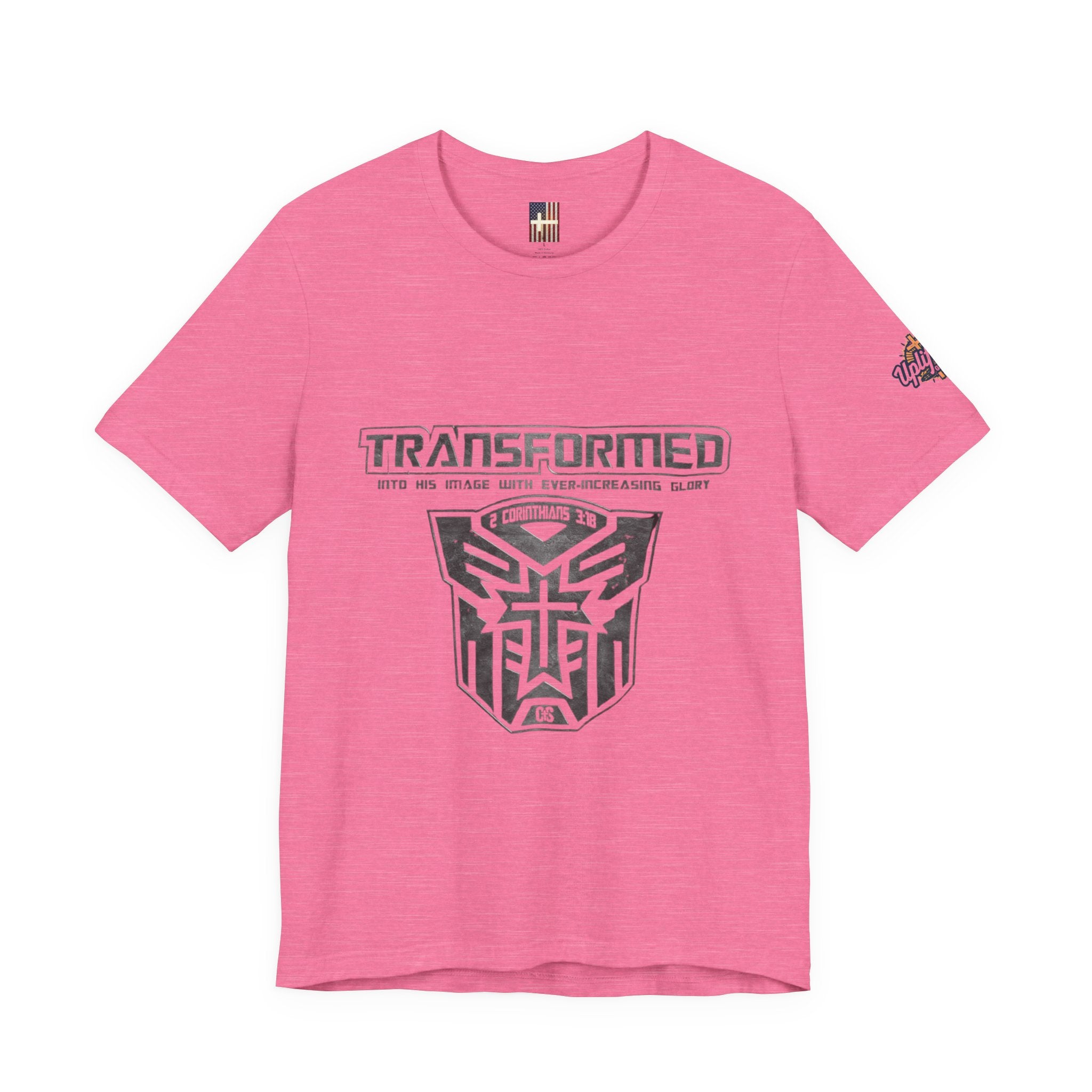 Transformer Logo Christian T-shirt | 2 Corinthians 3:18 Bible Verse T-shirt Printify