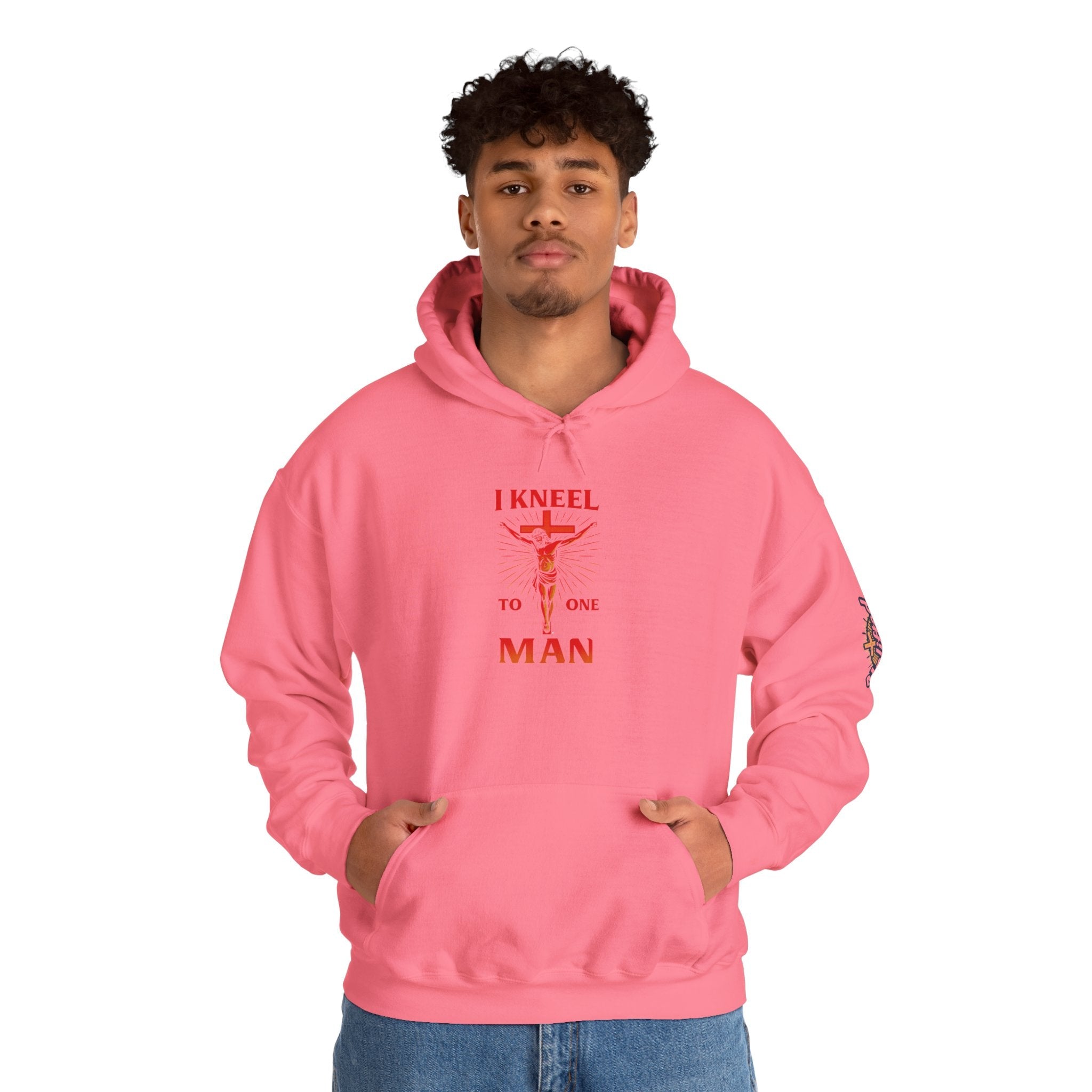 I Kneel to One Man Hoodie – Crucifixion Christian Sweatshirt for Unashamed Devotion & Bold Faith Printify