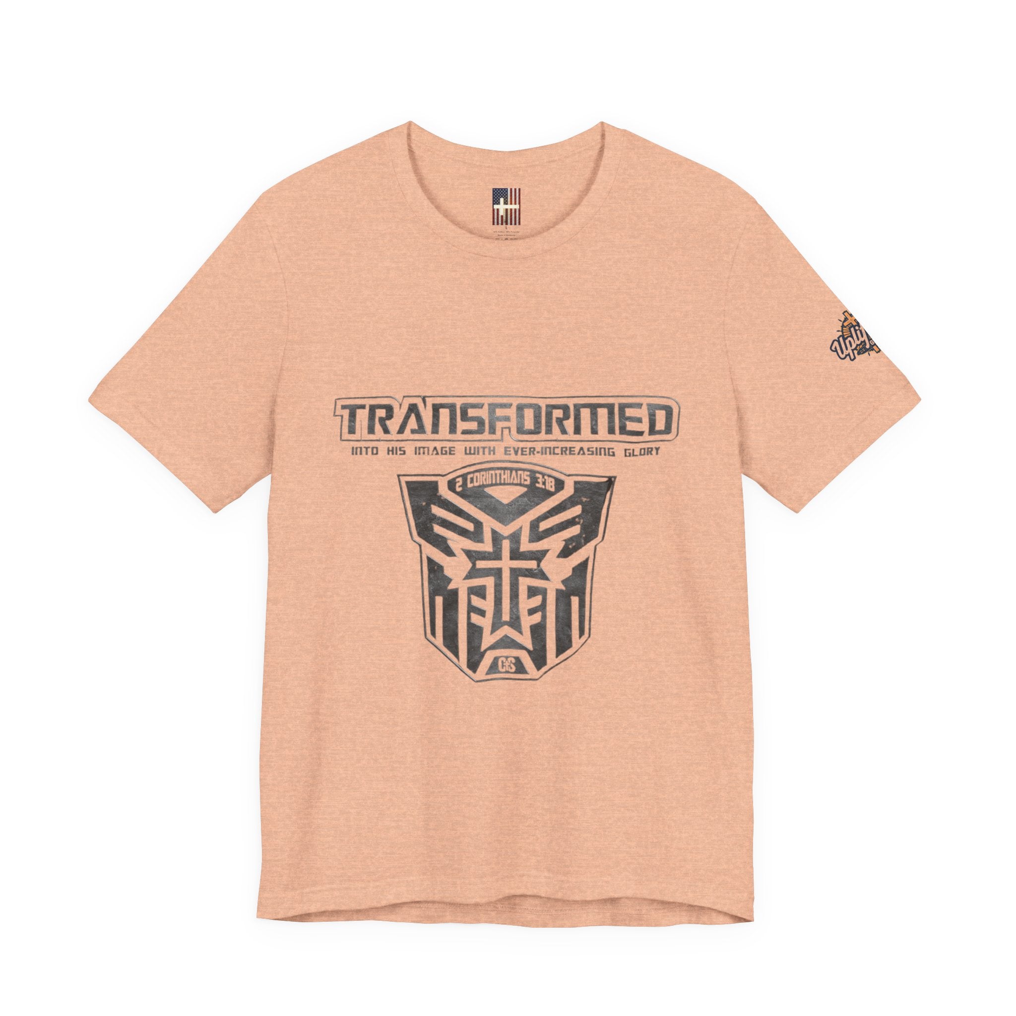 Transformer Logo Christian T-shirt | 2 Corinthians 3:18 Bible Verse T-shirt Printify