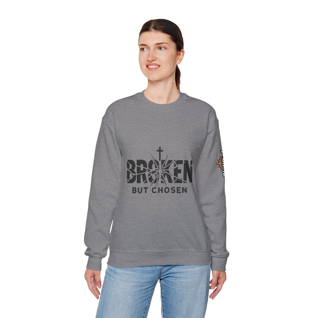 Broken But Chosen Crewneck Sweatshirt Printify