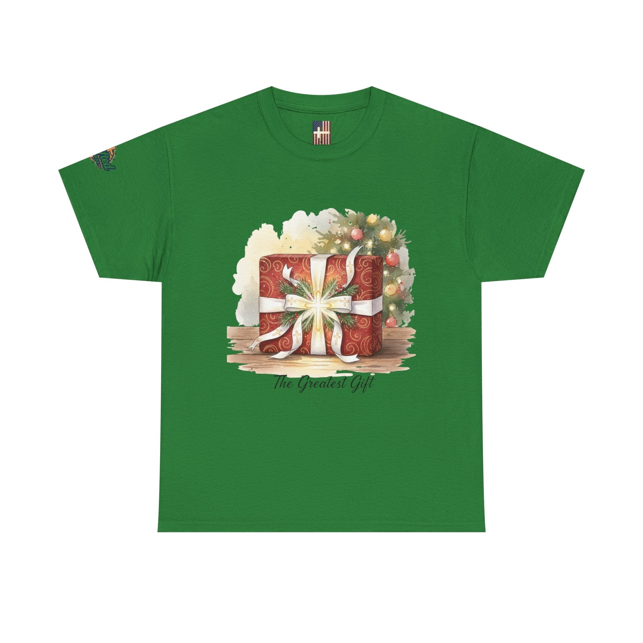 The Greatest Gift T-shirt – Cross Bow Present Christian T-shirt for Christmas Salvation & Eternal Faith Printify