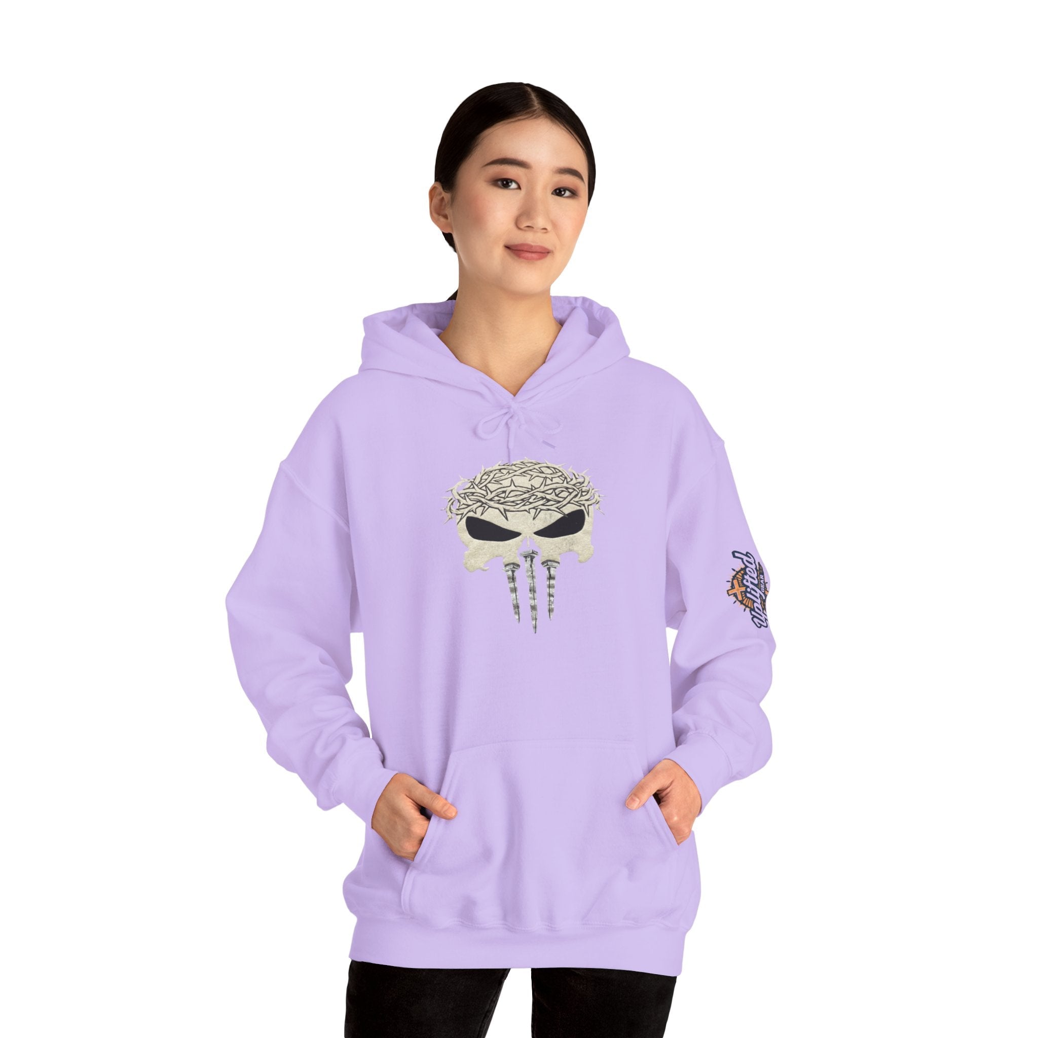 Christian Skull Hoodie - Crown of Thorns & Nails - Warrior Faith Hoodie Printify