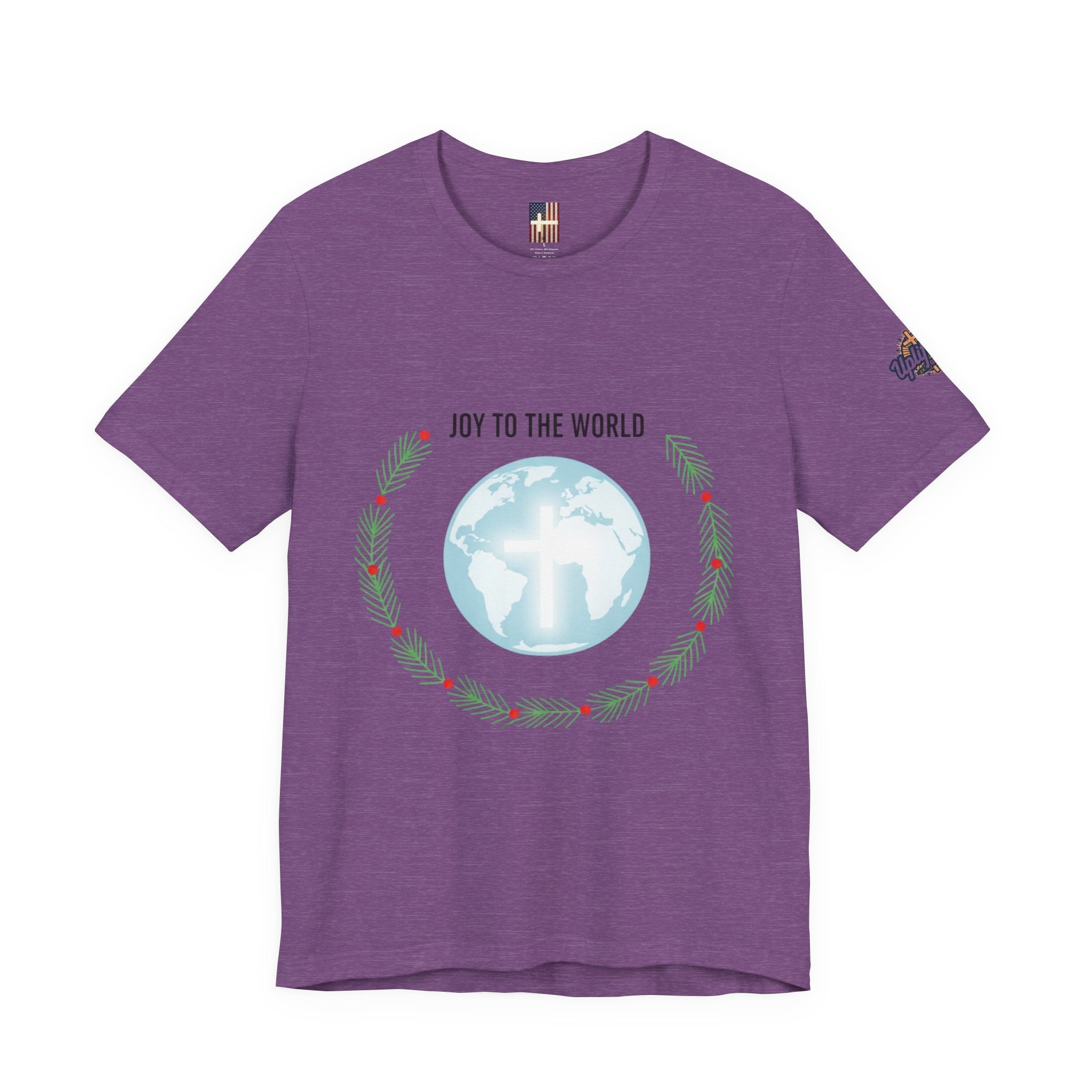 Joy to the World T-shirt – Wreath Earth Nativity Christian Christmas T-shirt for Isaiah 9:6 Holiday Faith & Festive Joy Printify