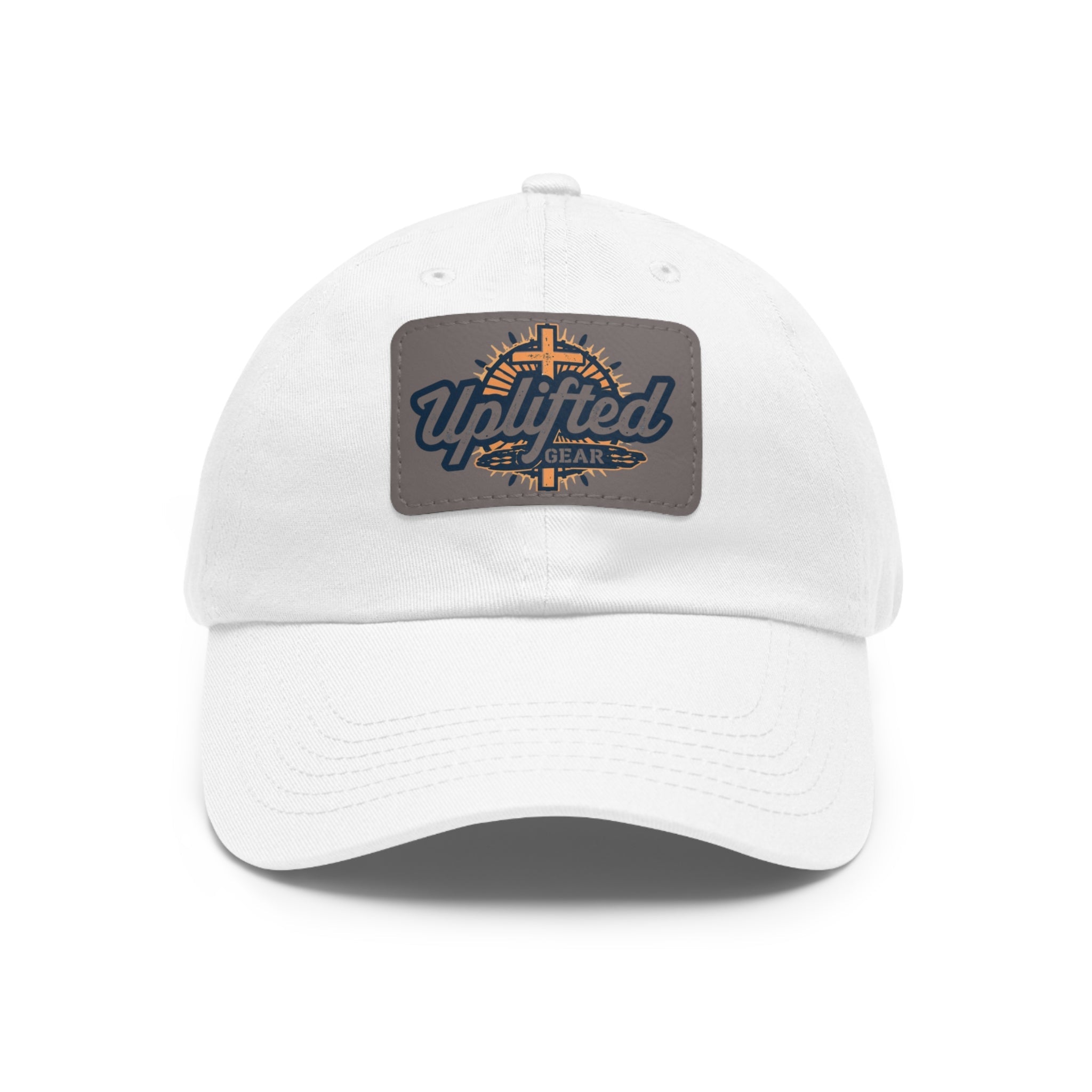 Uplifted Gear Leather Patch Dad Hat — Vintage Aviation Logo Cap Printify