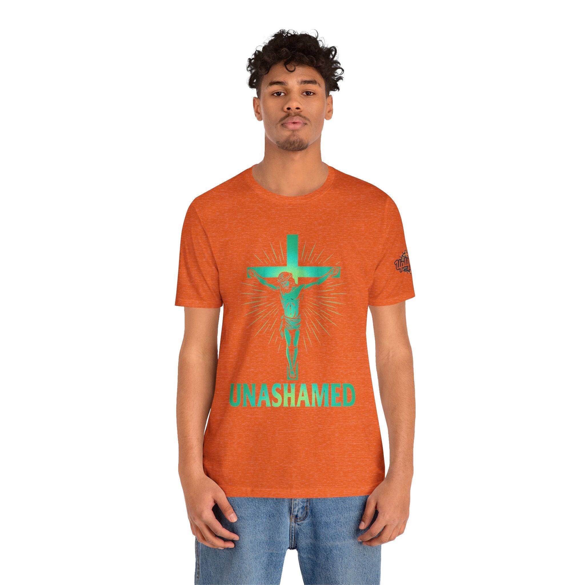 Unashamed T-shirt – Romans 1:16 Crucifixion Christian t-shirt for Bold Unwavering Faith Printify