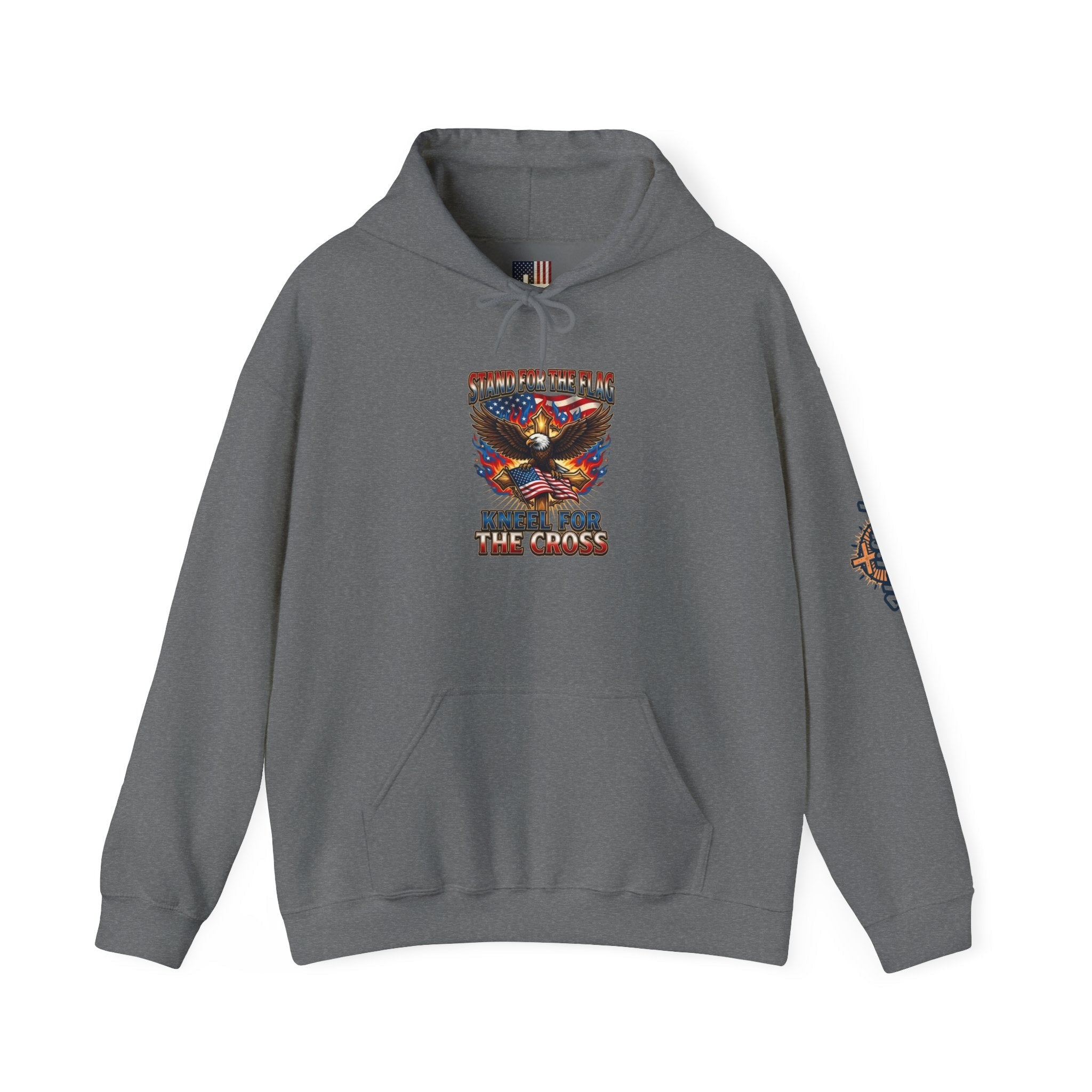 Stand for the Flag Kneel for the Cross Hoodie | Patriotic Eagle Hoodie Printify