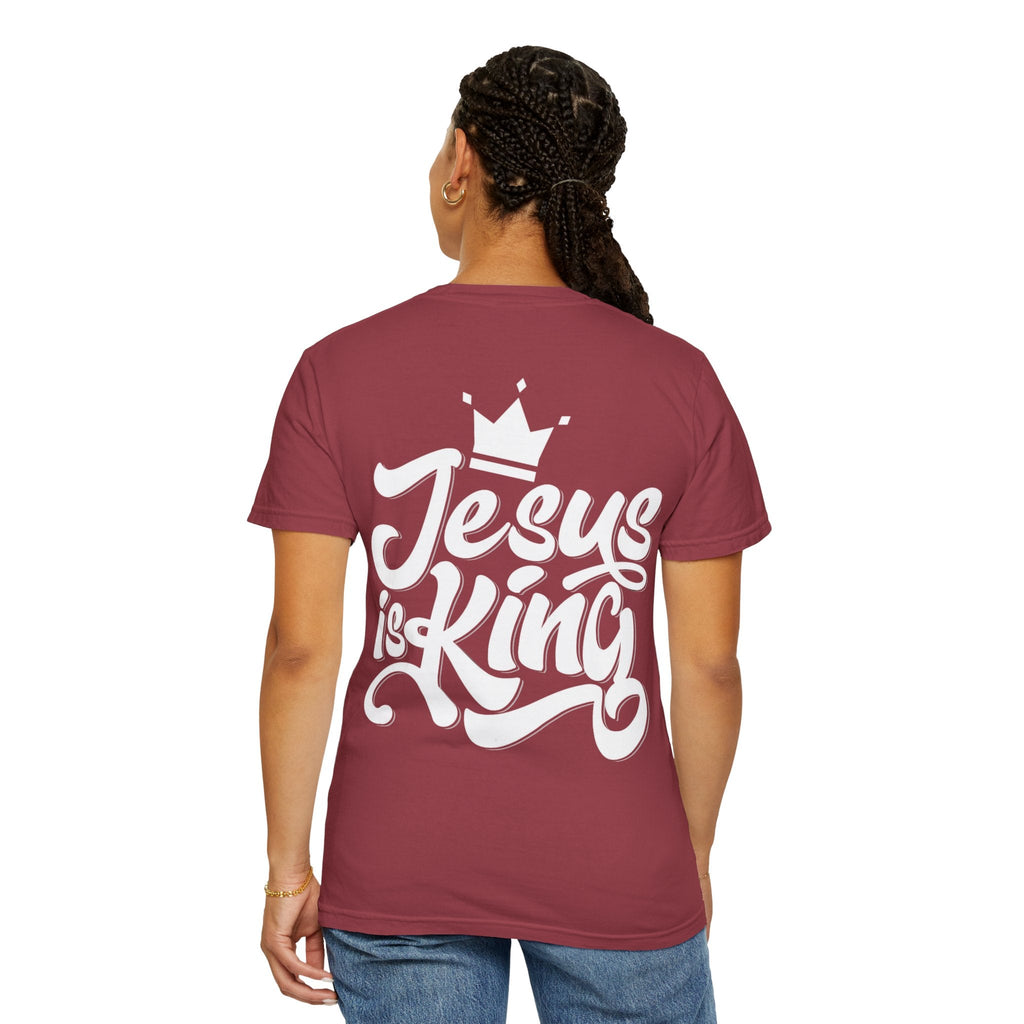 Jesus is King T-Shirt – Bold Christian Faith Tee with Crown & Cross for Eternal Reign Printify