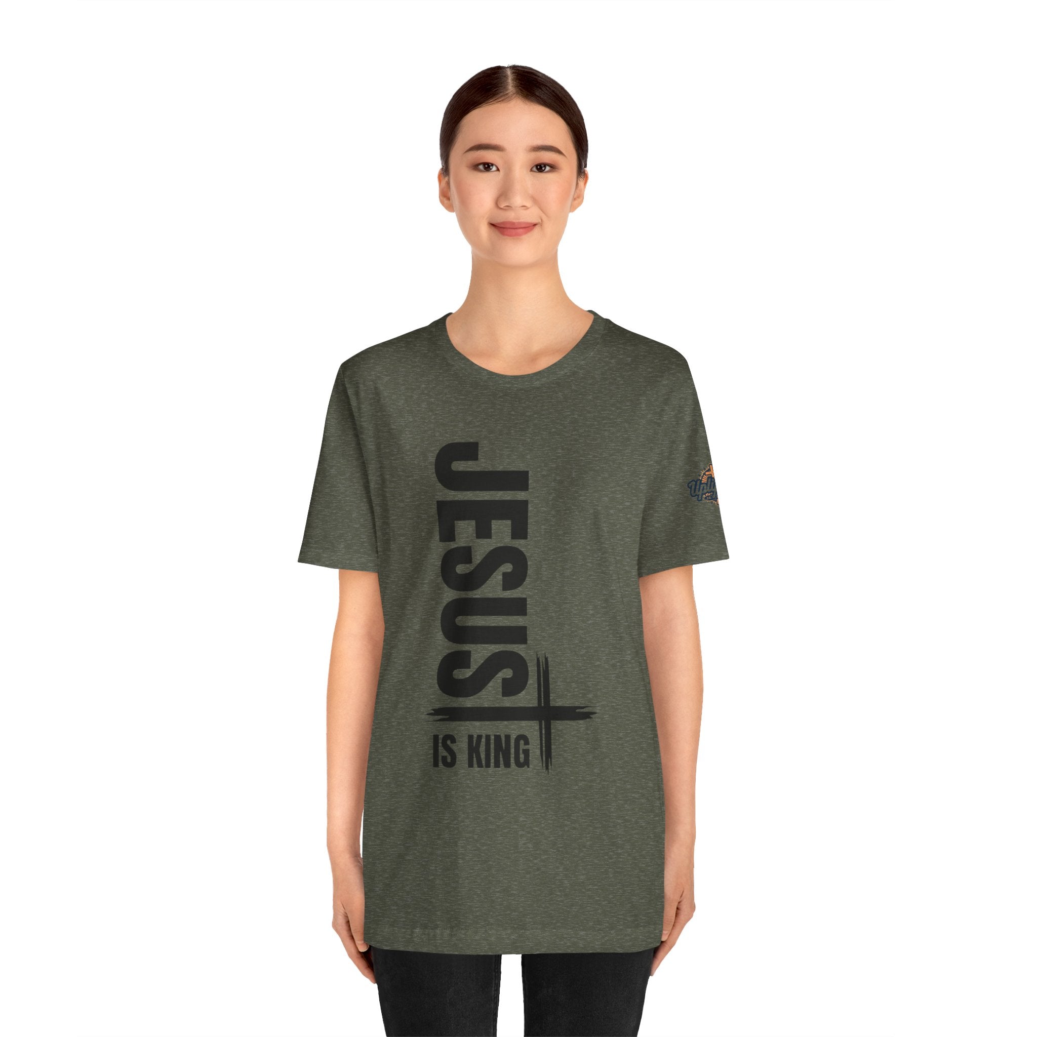 Jesus Is King T-shirt | Modern Typographic Cross Christian T-shirt Printify