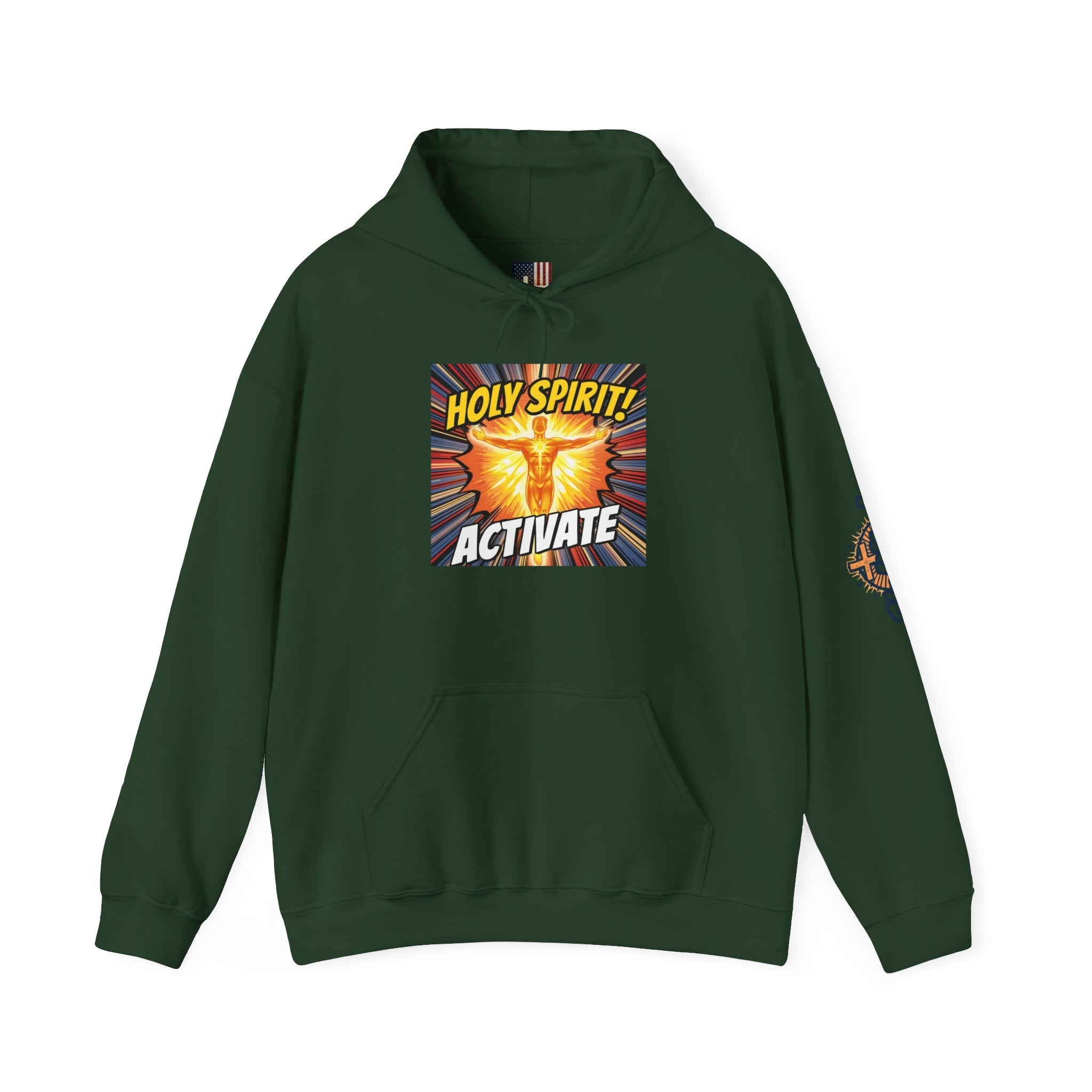 Holy Spirit Activate Hoodie – Superhero Christian Sweatshirt with Vibrant Power-Up Design for Faith-Fueled Boldness Printify