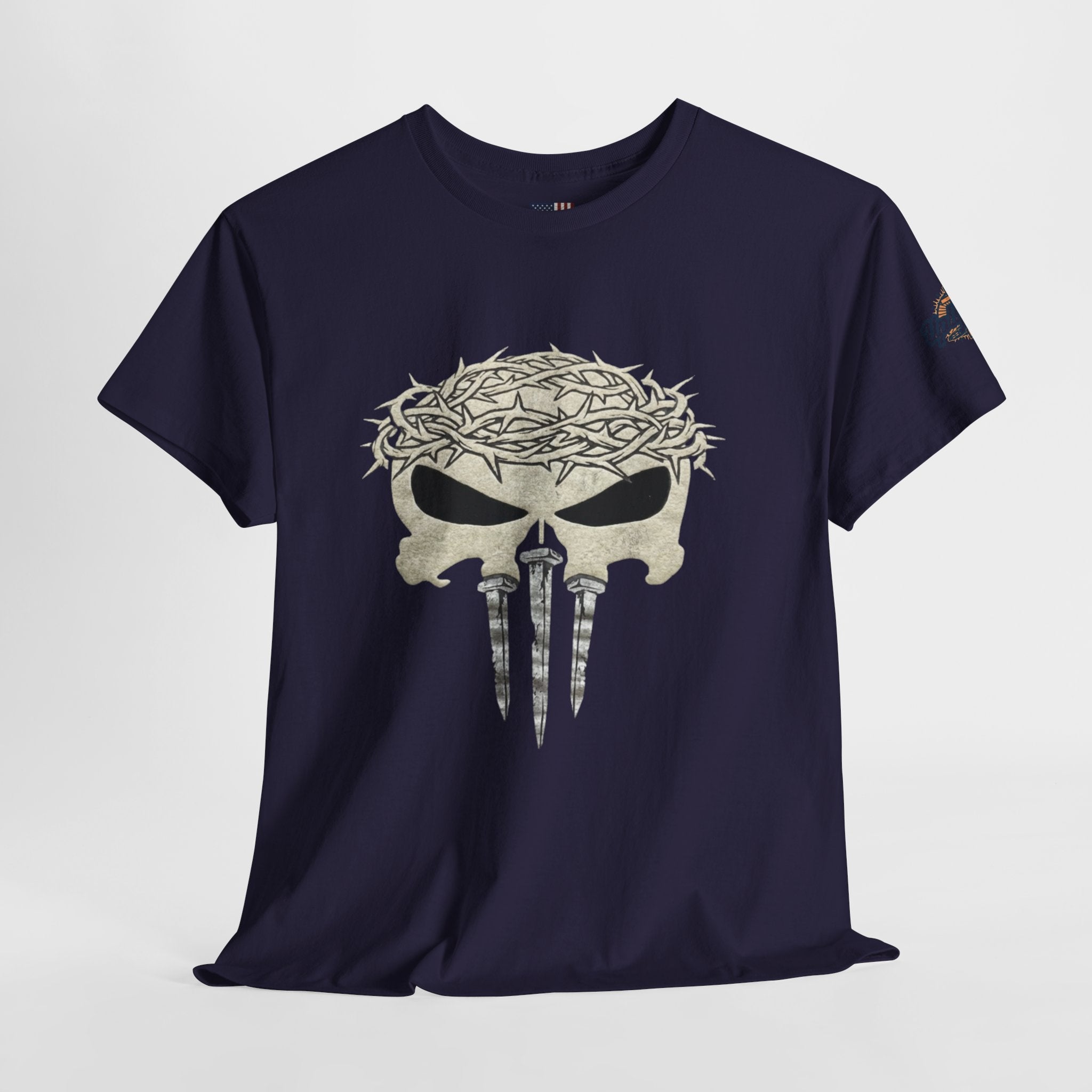 Christian Skull T-shirt - Crown of Thorns & Nails - Warrior Faith T-shirt Printify