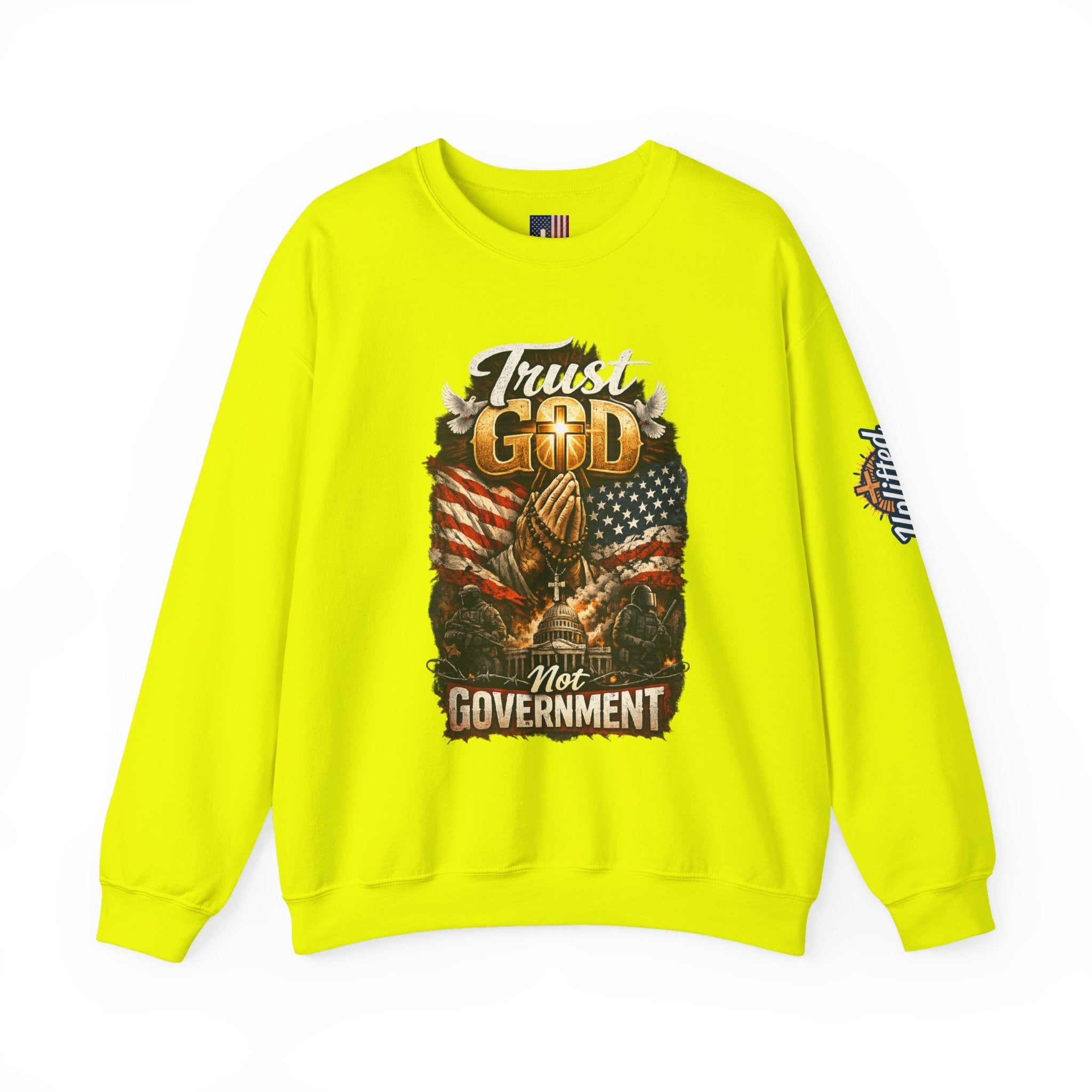 Trust God Not Government Sweatshirt — Vintage Patriotic Christian Sweatshirt Printify