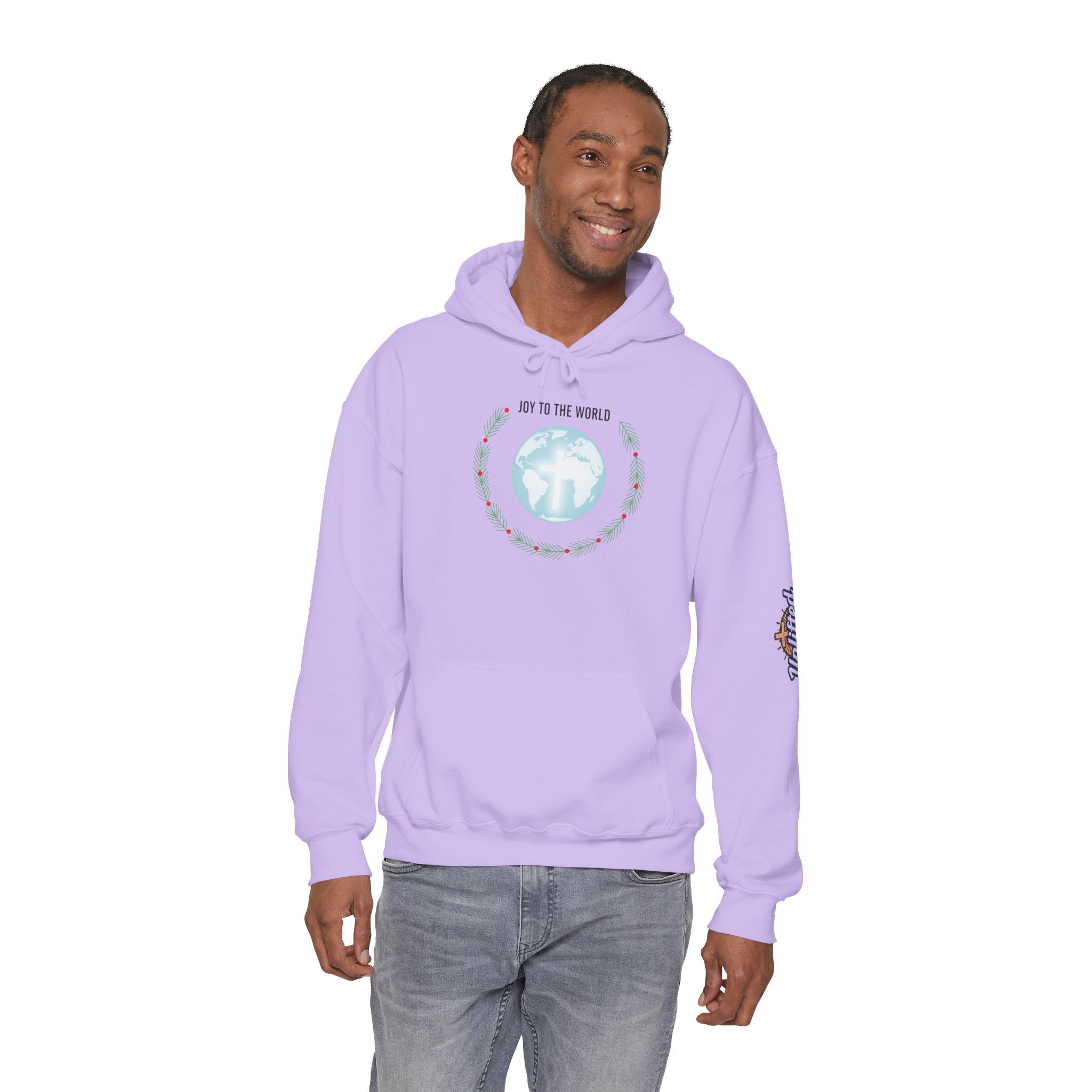 Joy to the World Hoodie – Wreath Earth Nativity Christian Christmas Sweatshirt for Isaiah 9:6 Holiday Faith & Festive Joy Printify