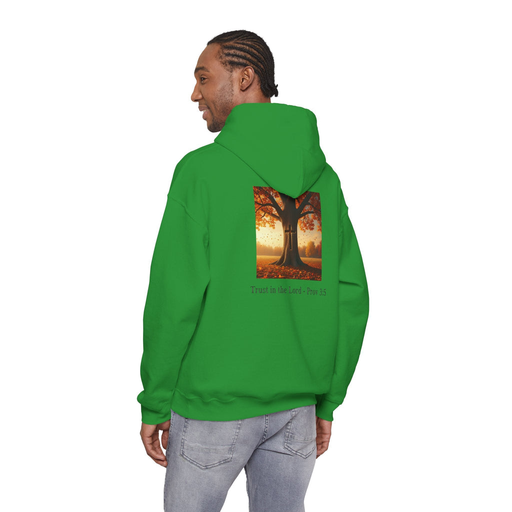 Trust in the Lord Hoodie – Autumn Tree Proverbs 3:5 Christian Hoodie for Cozy Faith Printify
