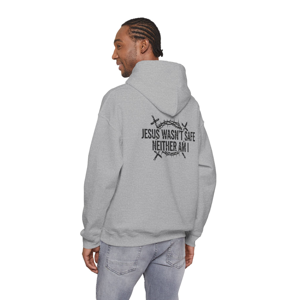 ⚡ Jesus Wasn’t Safe – Neither Am I | Bold Christian Hoodie | Storm-Walking Faith Tee | Minimalist Black & White Design | Uplifted Gear Printify